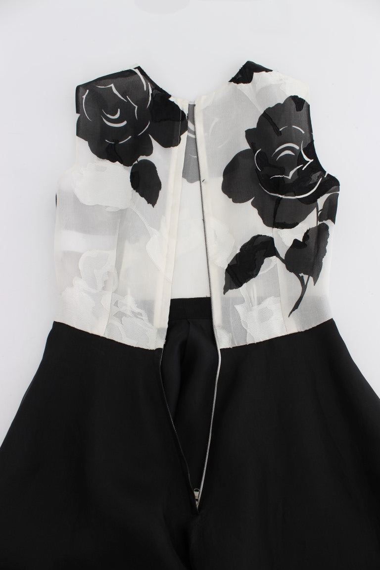 Dolce & Gabbana Black White Floral Silk Sheath Gown Dress - PreLoved & Luxe