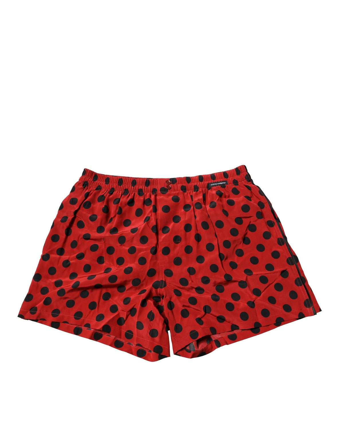 New Dolce & Gabbana Red Silk Polka Dot Boxer Shorts Underwear