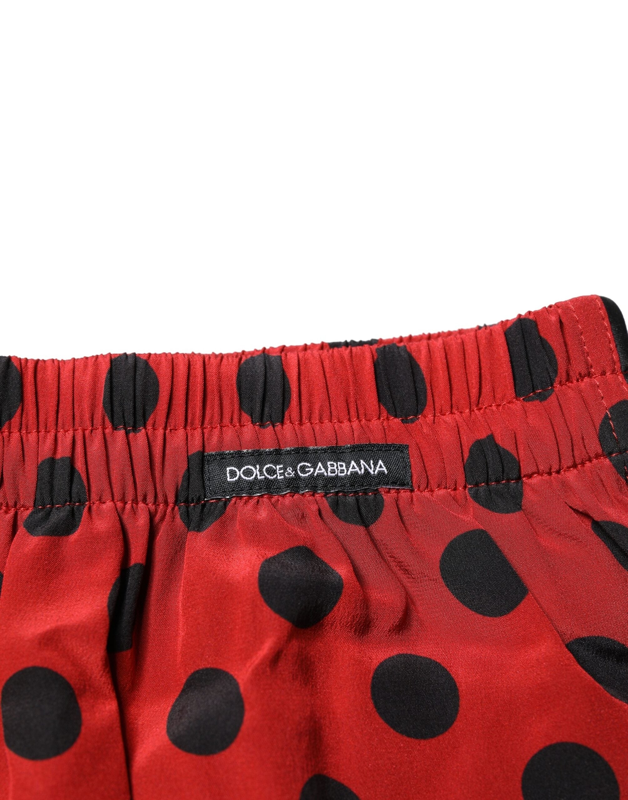 New Dolce & Gabbana Red Silk Polka Dot Boxer Shorts Underwear