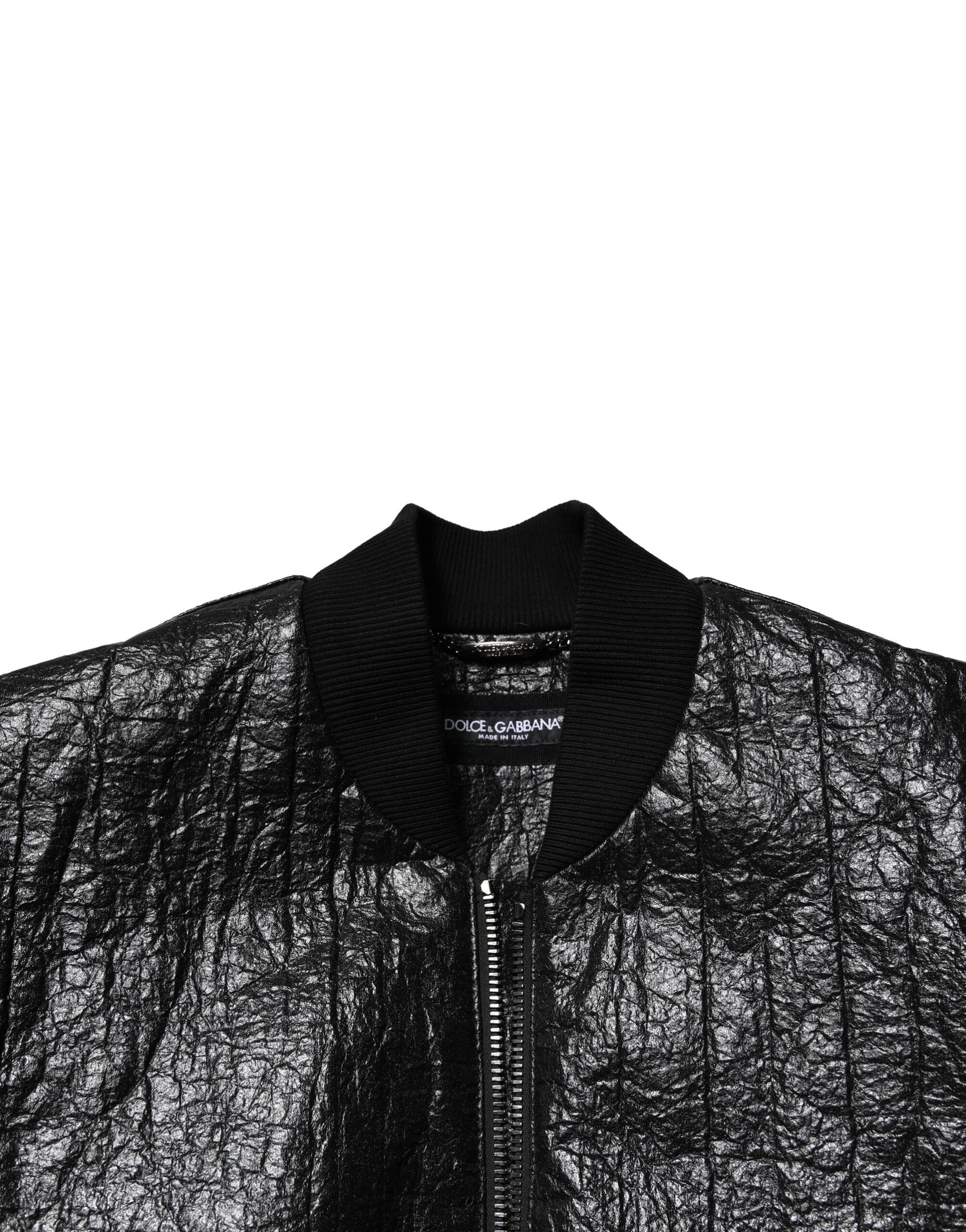 New Dolce & Gabbana Black Logo Plaque Bomber Full Zipper Jacket