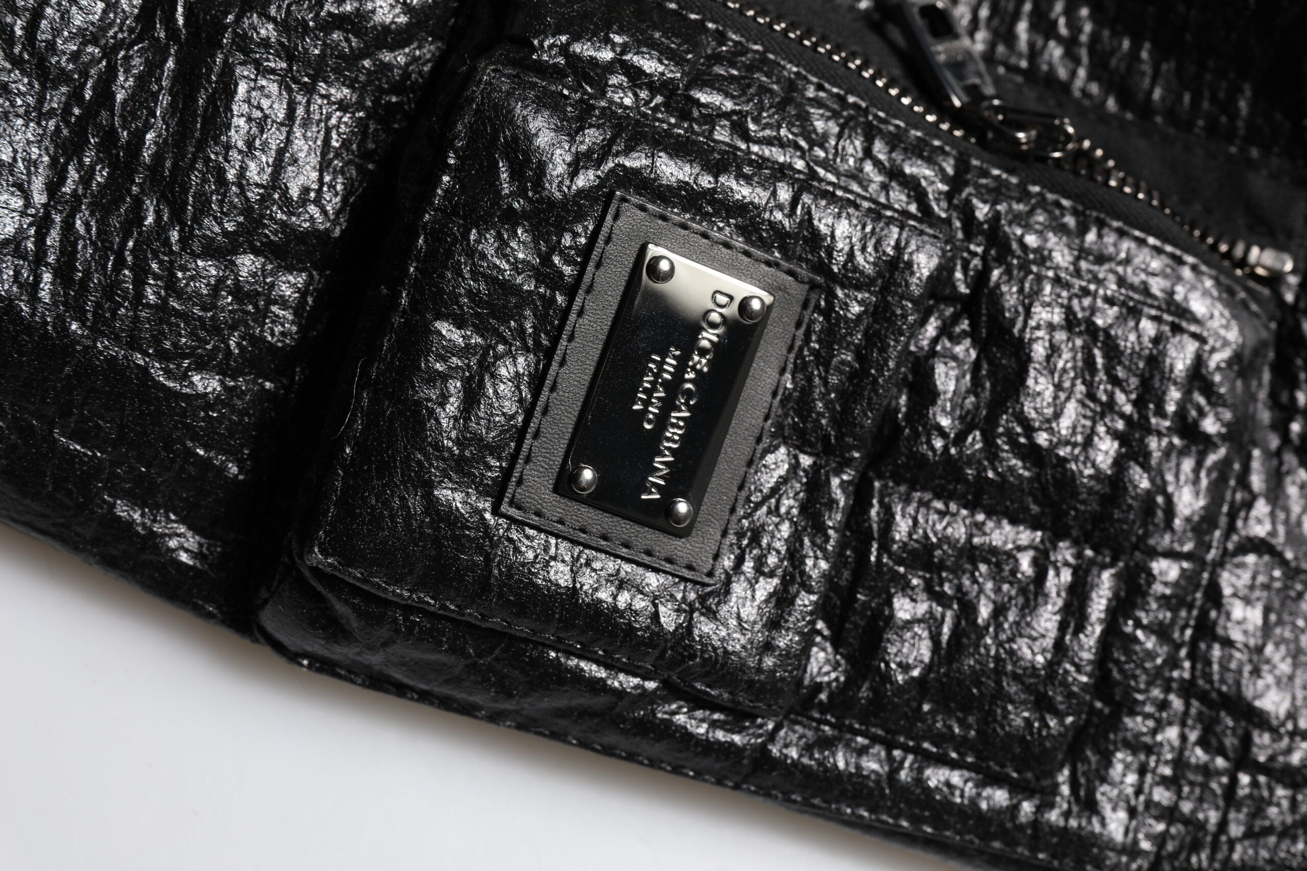 New Dolce & Gabbana Black Logo Plaque Bomber Full Zipper Jacket