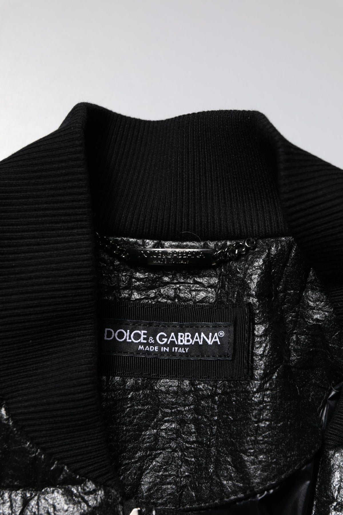 New Dolce & Gabbana Black Logo Plaque Bomber Full Zipper Jacket
