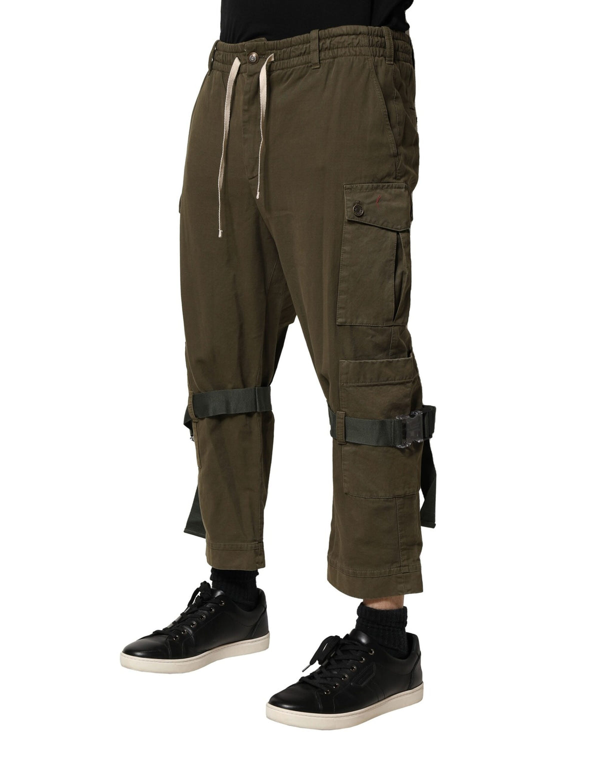 New Dolce & Gabbana Brown Cotton Cargo Drawstring Pants