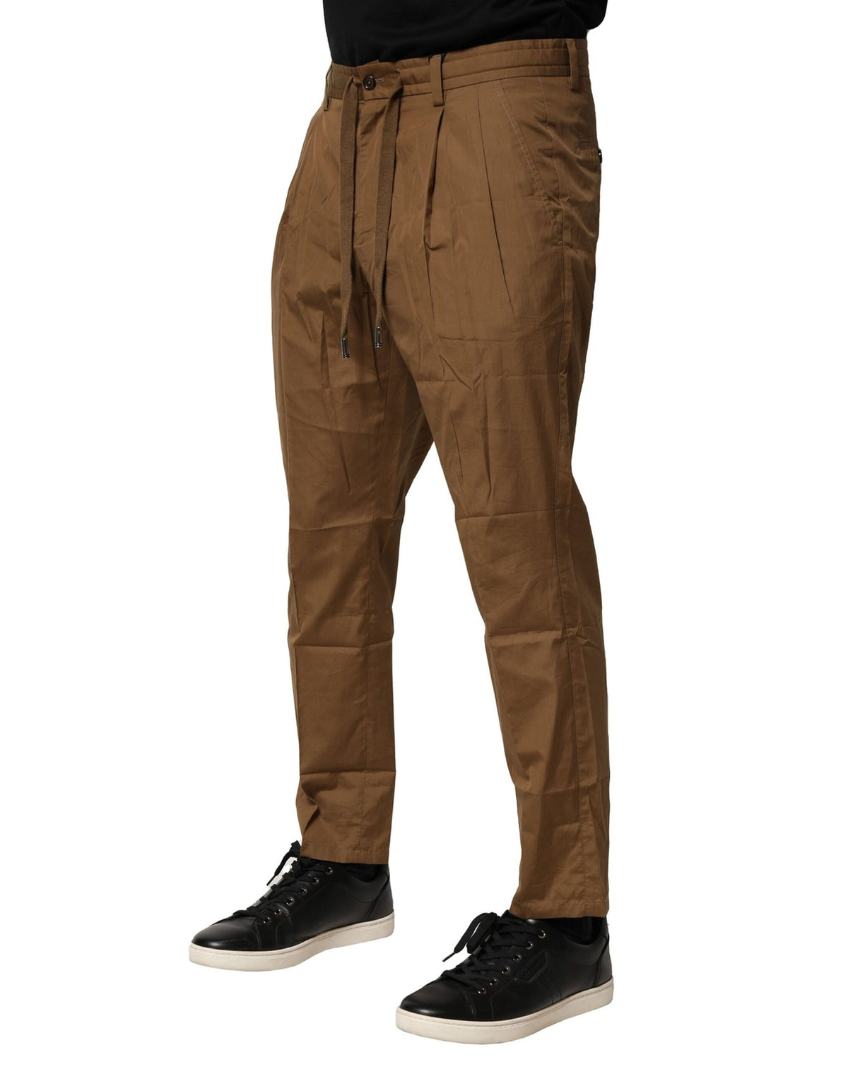 New Dolce & Gabbana Brown Cotton Chino Mid Waist Men Pants