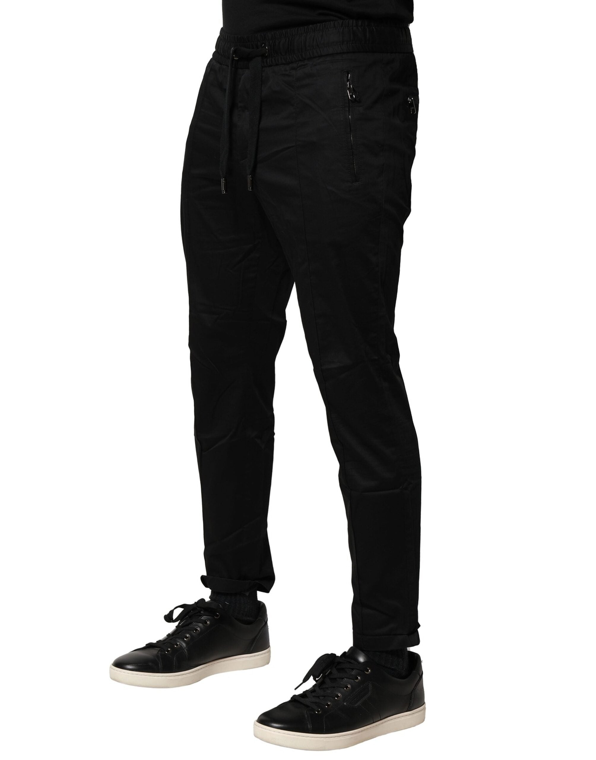 Pre-Owned Dolce & Gabbana Black Cotton Mid Waist Jogger Pants