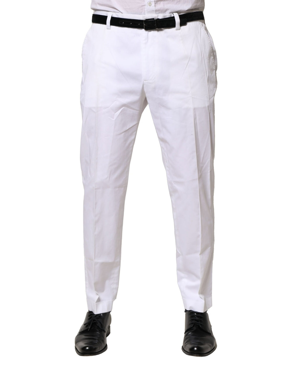 New Dolce & Gabbana White Cotton Dress Slim Formal Pants
