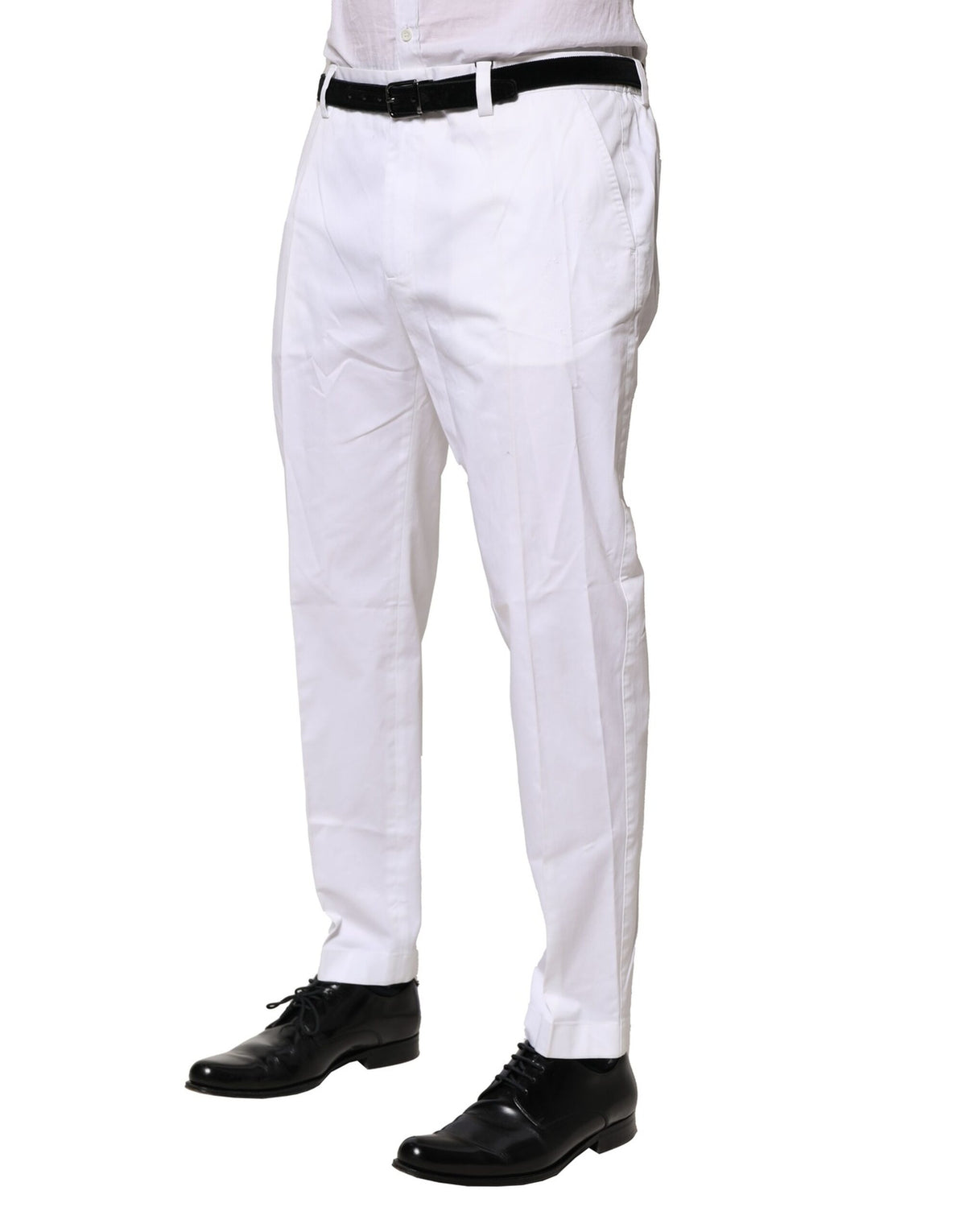 New Dolce & Gabbana White Cotton Dress Slim Formal Pants