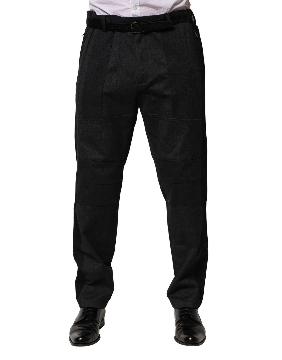 New Dolce & Gabbana Black Cotton Dress Slim Formal Pants