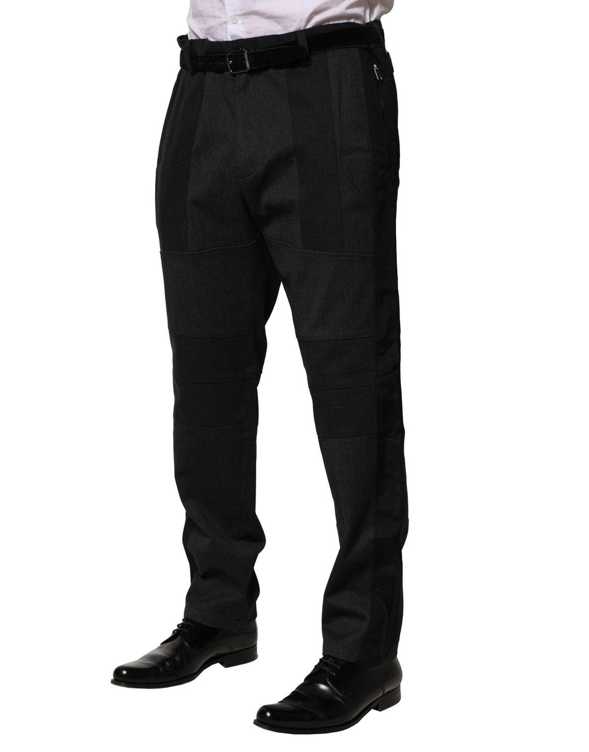 New Dolce & Gabbana Black Cotton Dress Slim Formal Pants