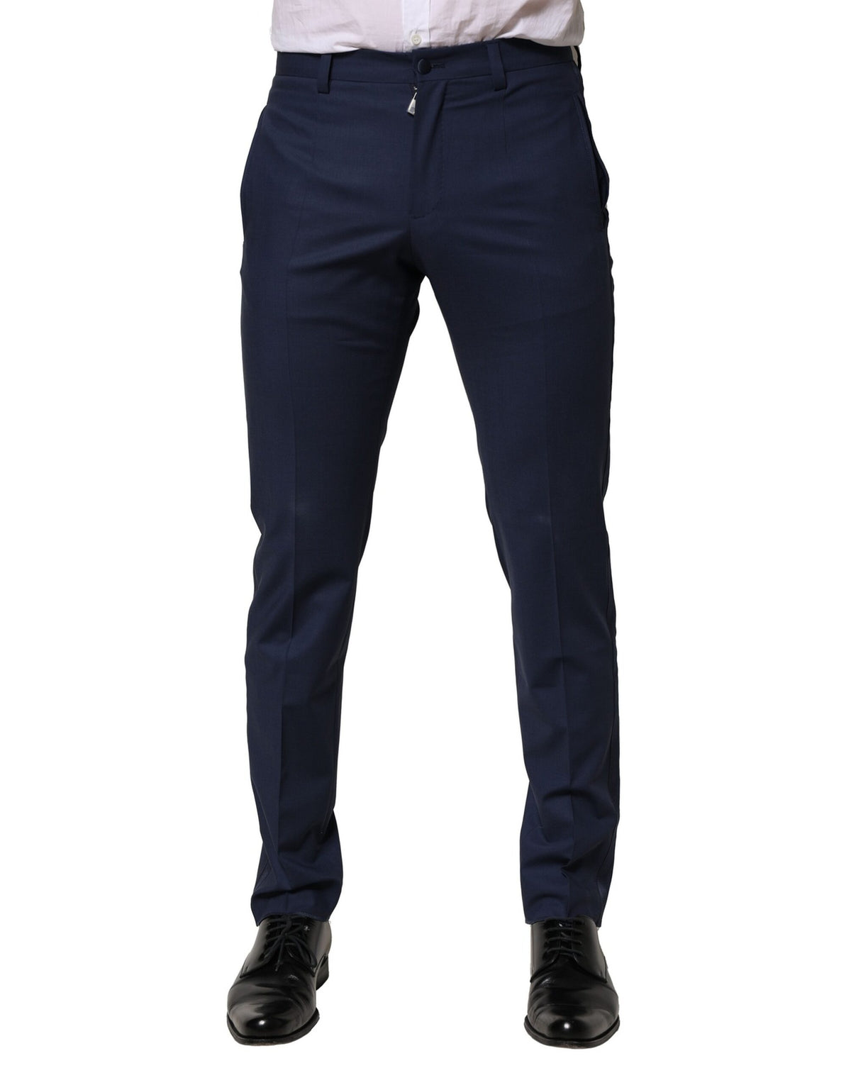 New Dolce & Gabbana Dark Blue Wool Dress Formal Pants