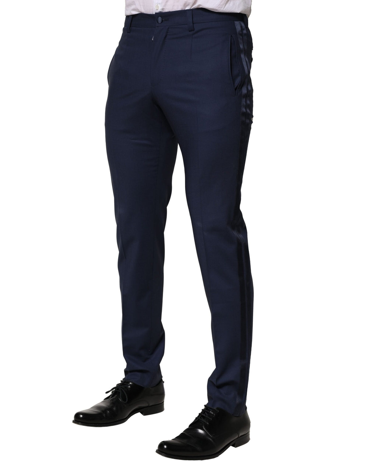 New Dolce & Gabbana Dark Blue Wool Dress Formal Pants