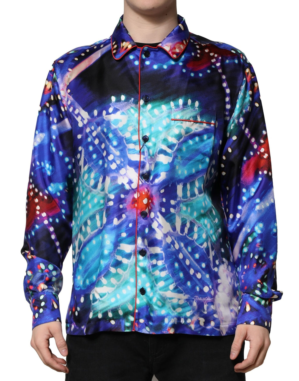 New Dolce & Gabbana Multicolor Printed Silk Lounge Casual Shirt