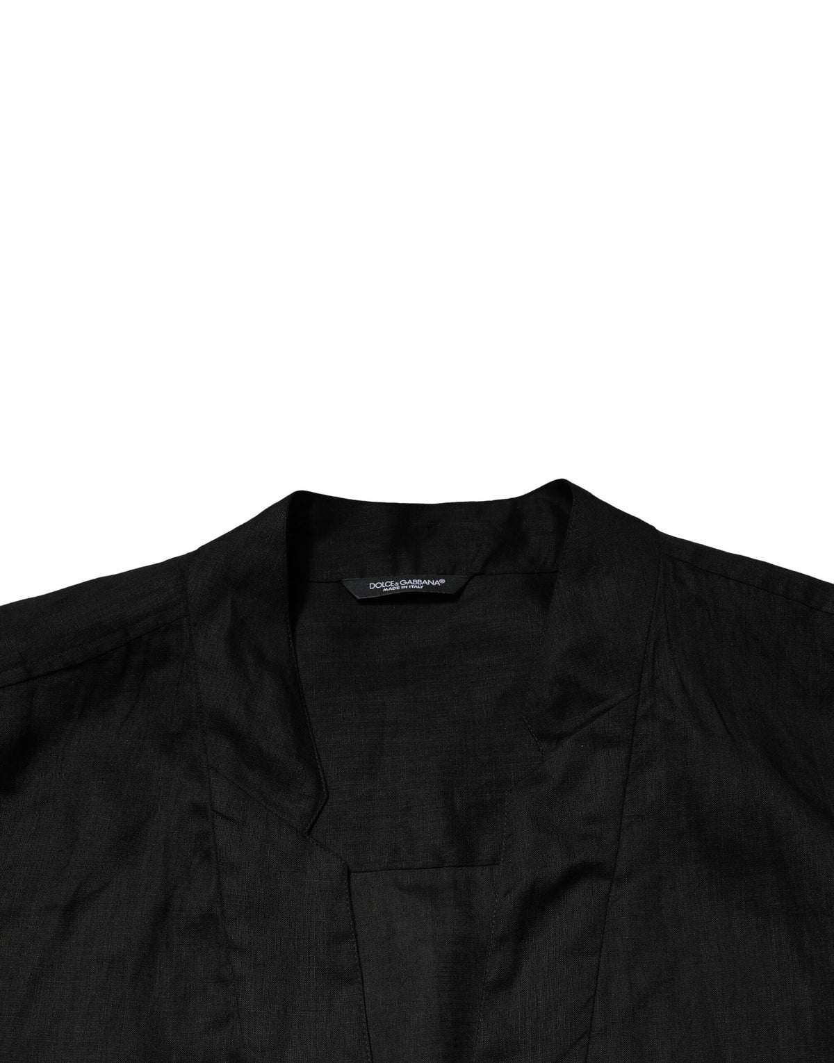 New Dolce & Gabbana Black Linen Long Sleeves Men Casual Shirt