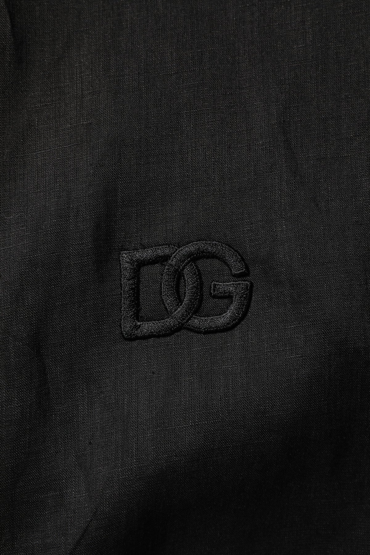 New Dolce & Gabbana Black Linen Long Sleeves Men Casual Shirt