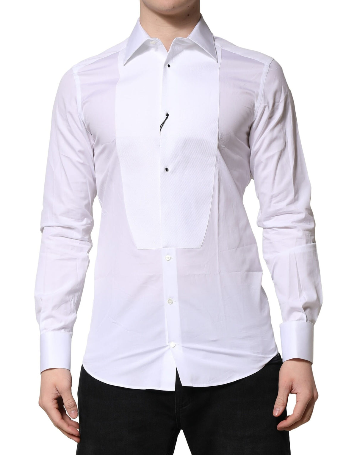 New Dolce & Gabbana White GOLD Crown Cotton Dress Formal Shirt