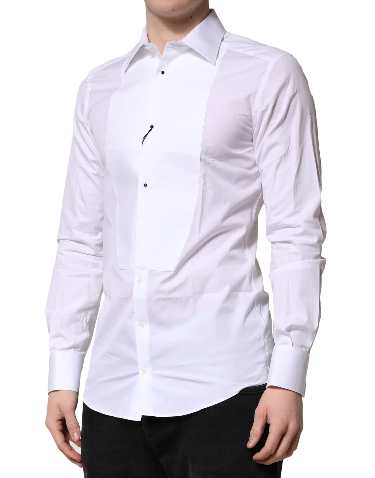 New Dolce & Gabbana White GOLD Crown Cotton Dress Formal Shirt