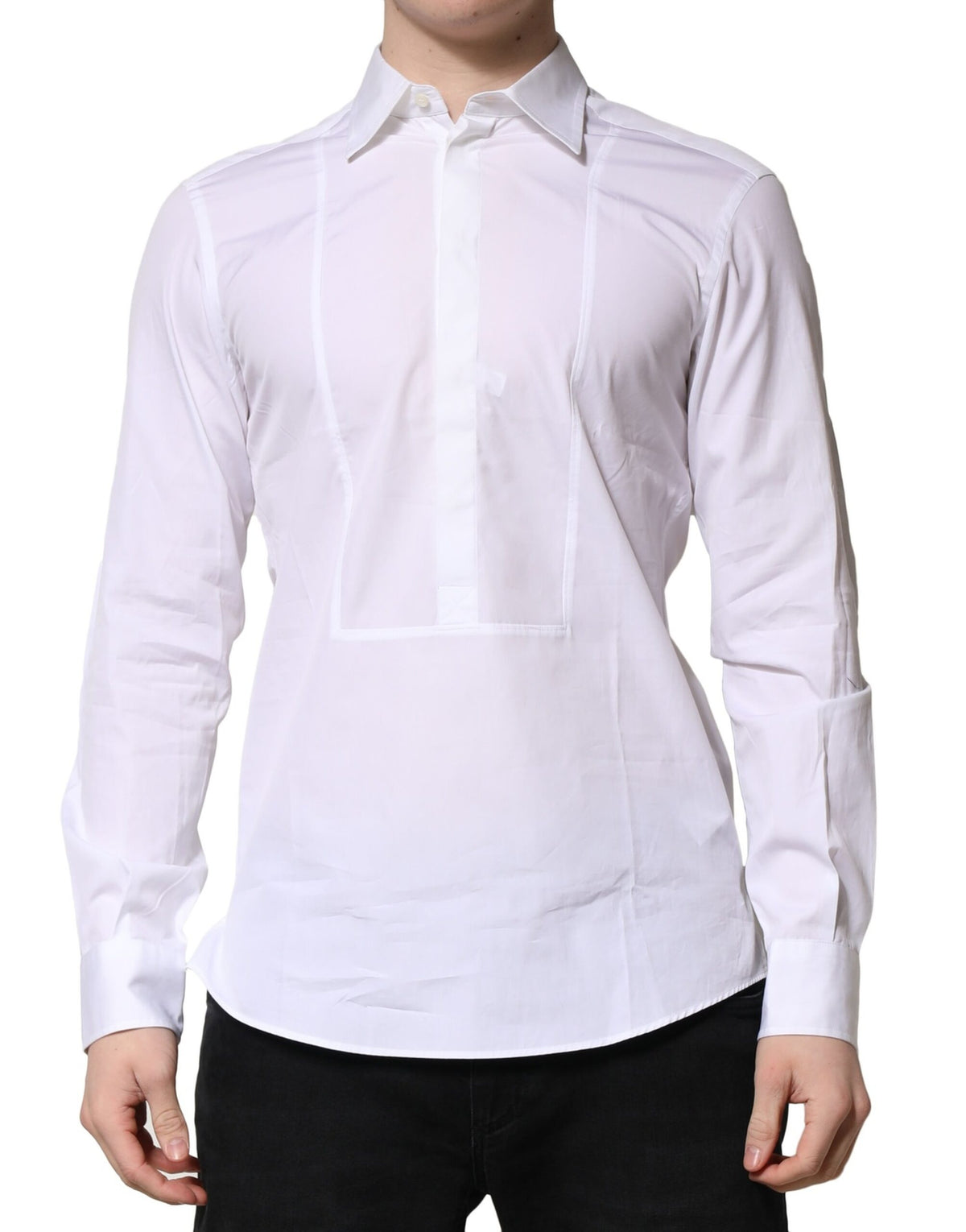New Dolce & Gabbana White Poplin Cotton Formal Men Dress Shirt