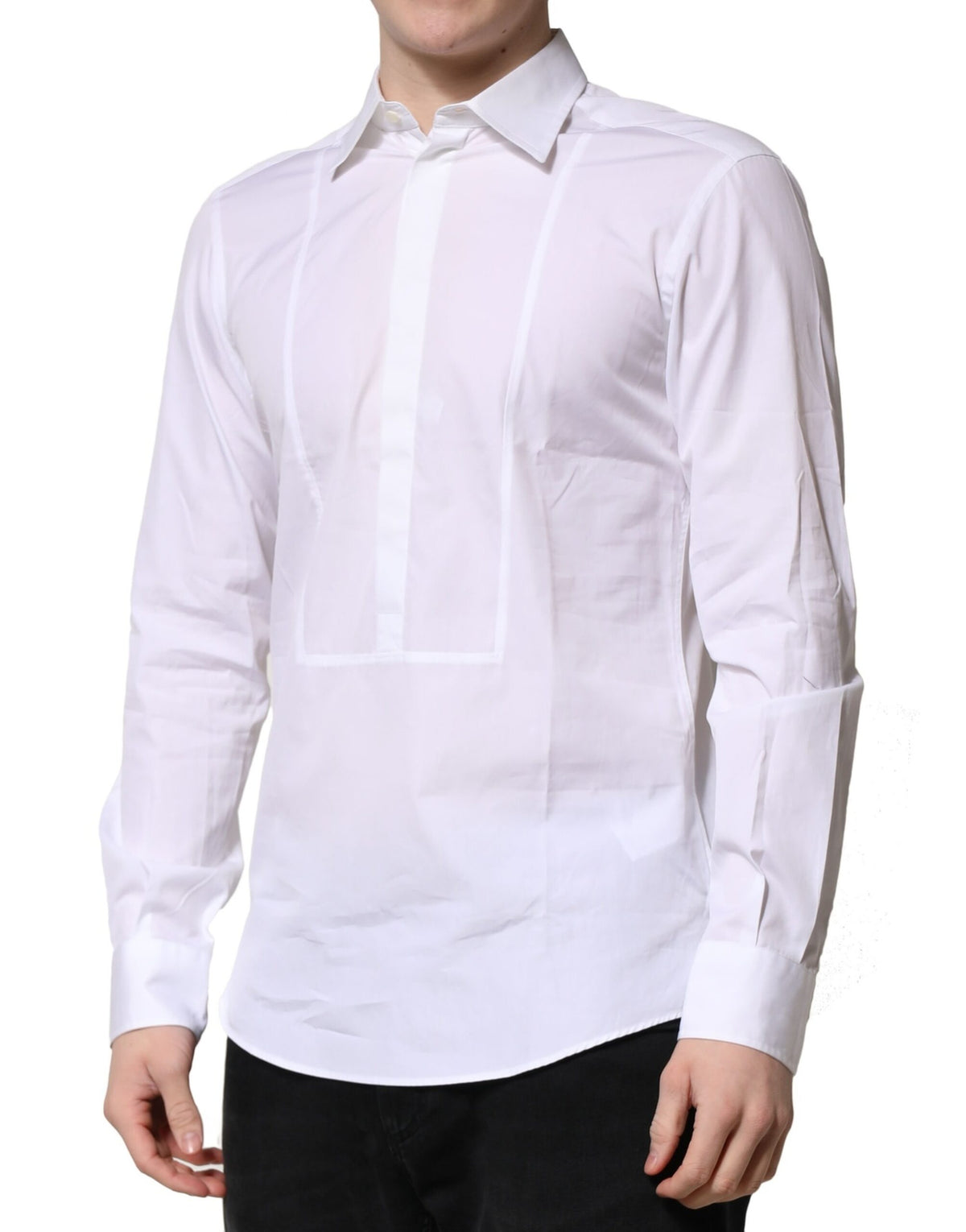 New Dolce & Gabbana White Poplin Cotton Formal Men Dress Shirt