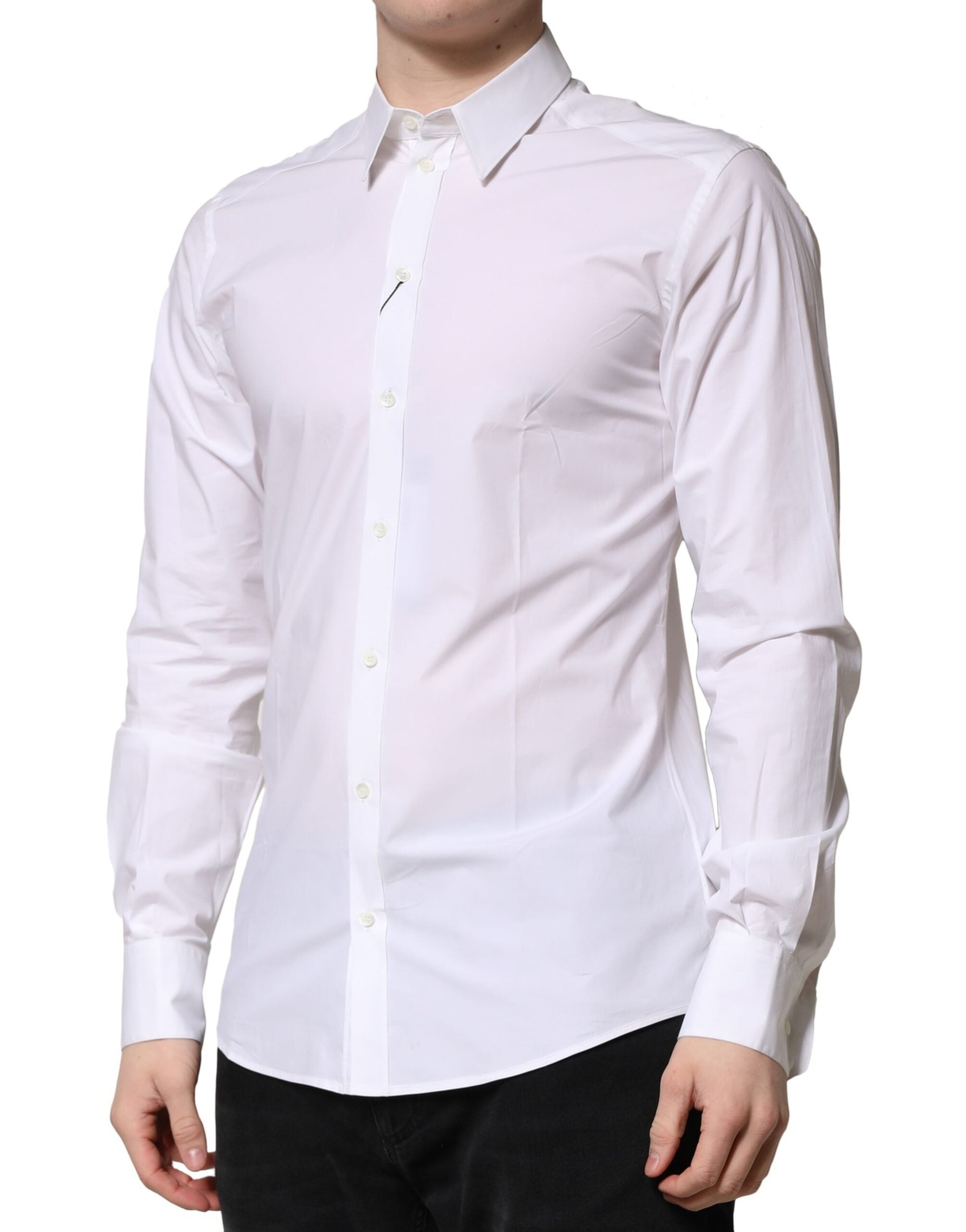 Dolce & Gabbana White Cotton Long Sleeves Dress Formal Shirt