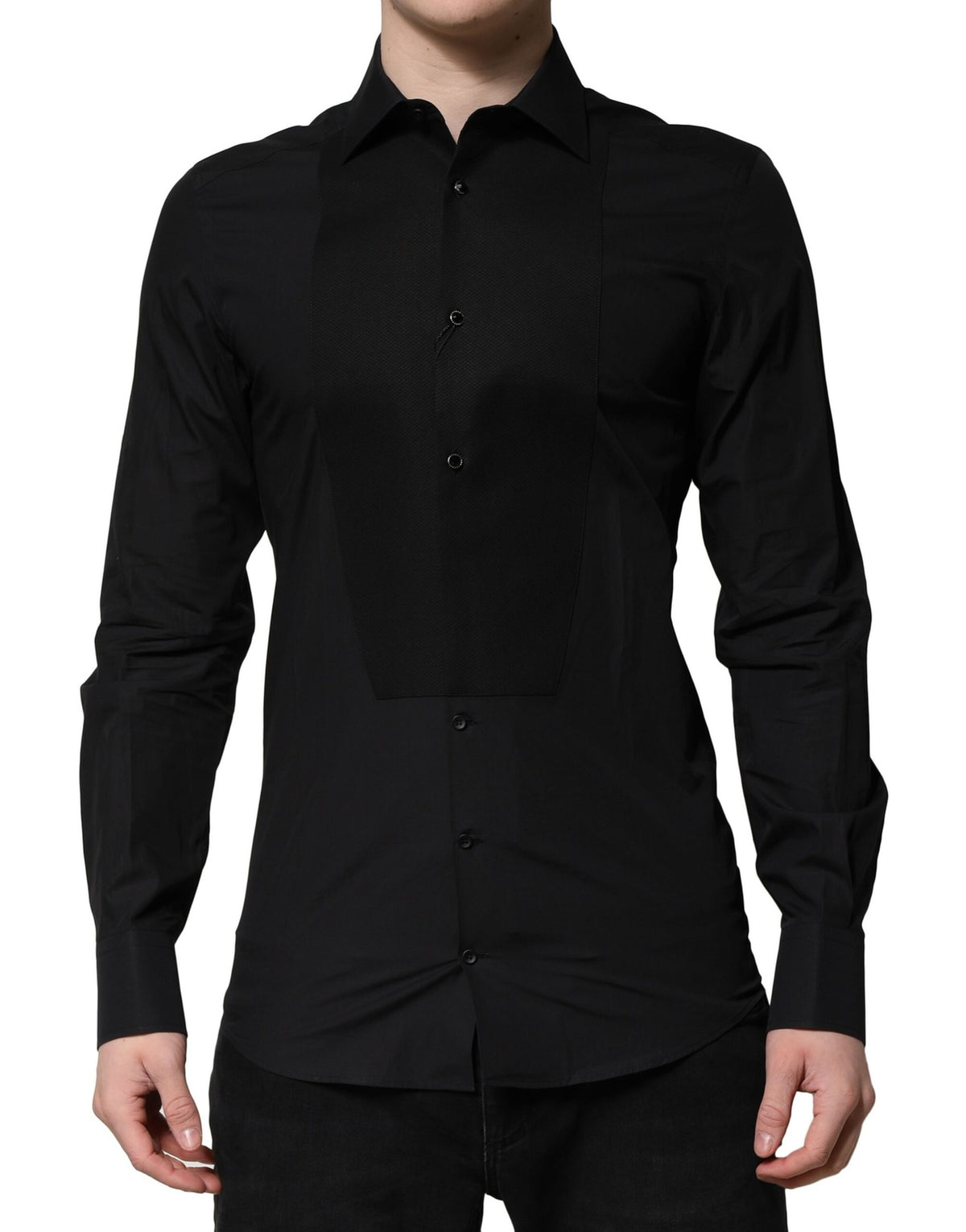 New Dolce & Gabbana Black GOLD Long Sleeves Dress Formal Shirt