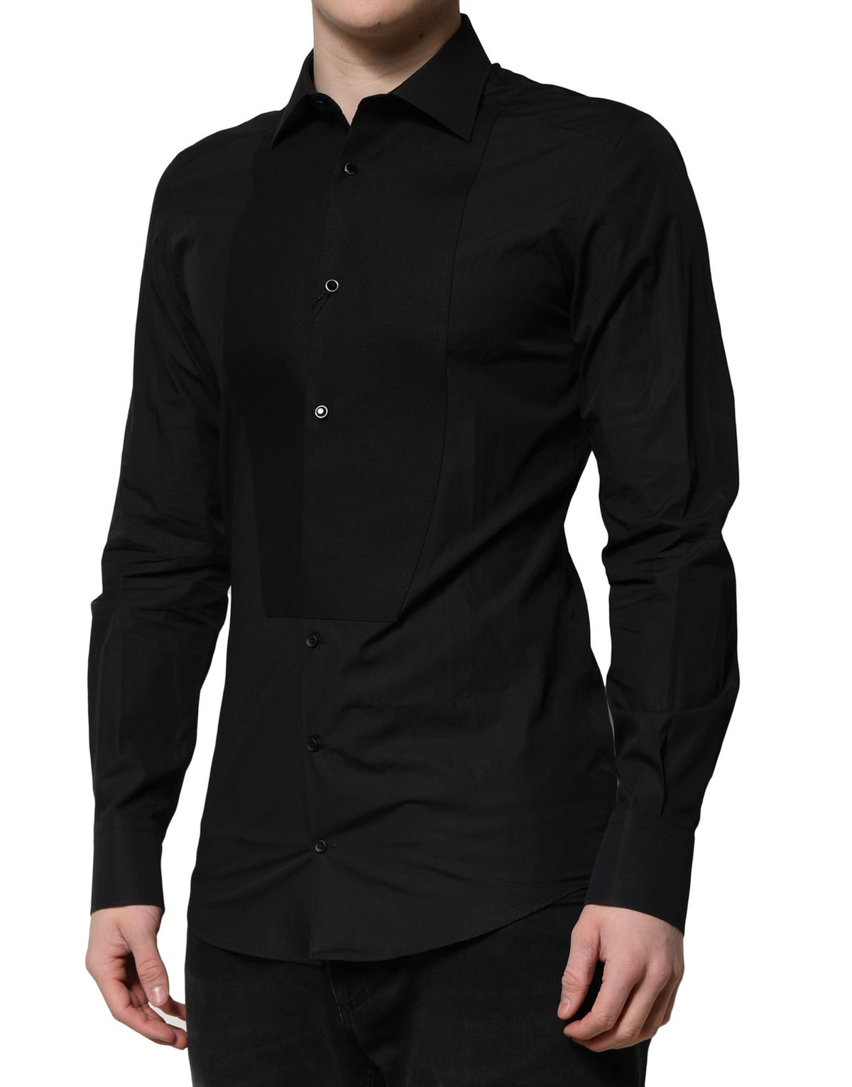New Dolce & Gabbana Black GOLD Long Sleeves Dress Formal Shirt