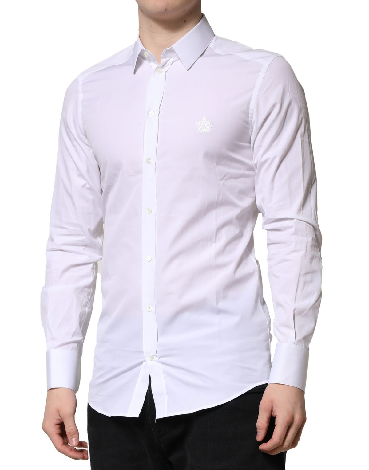 New Dolce & Gabbana White GOLD Long Sleeves Men Dress Formal Shirt