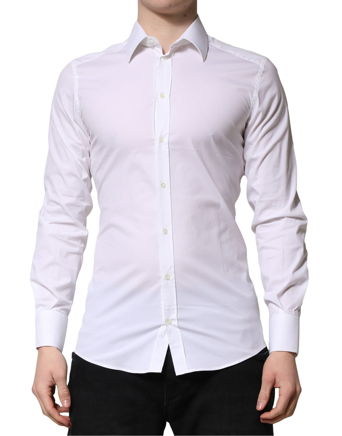 New Dolce & Gabbana White GOLD Long Sleeves Men Dress Formal Shirt