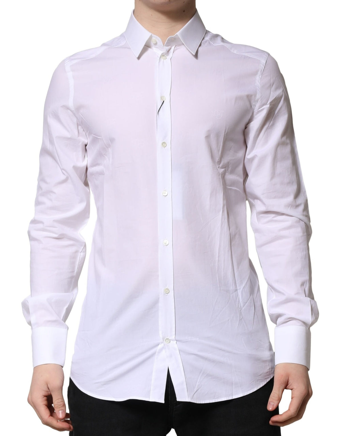 New Dolce & Gabbana White GOLD Long Sleeves Dress Formal Shirt