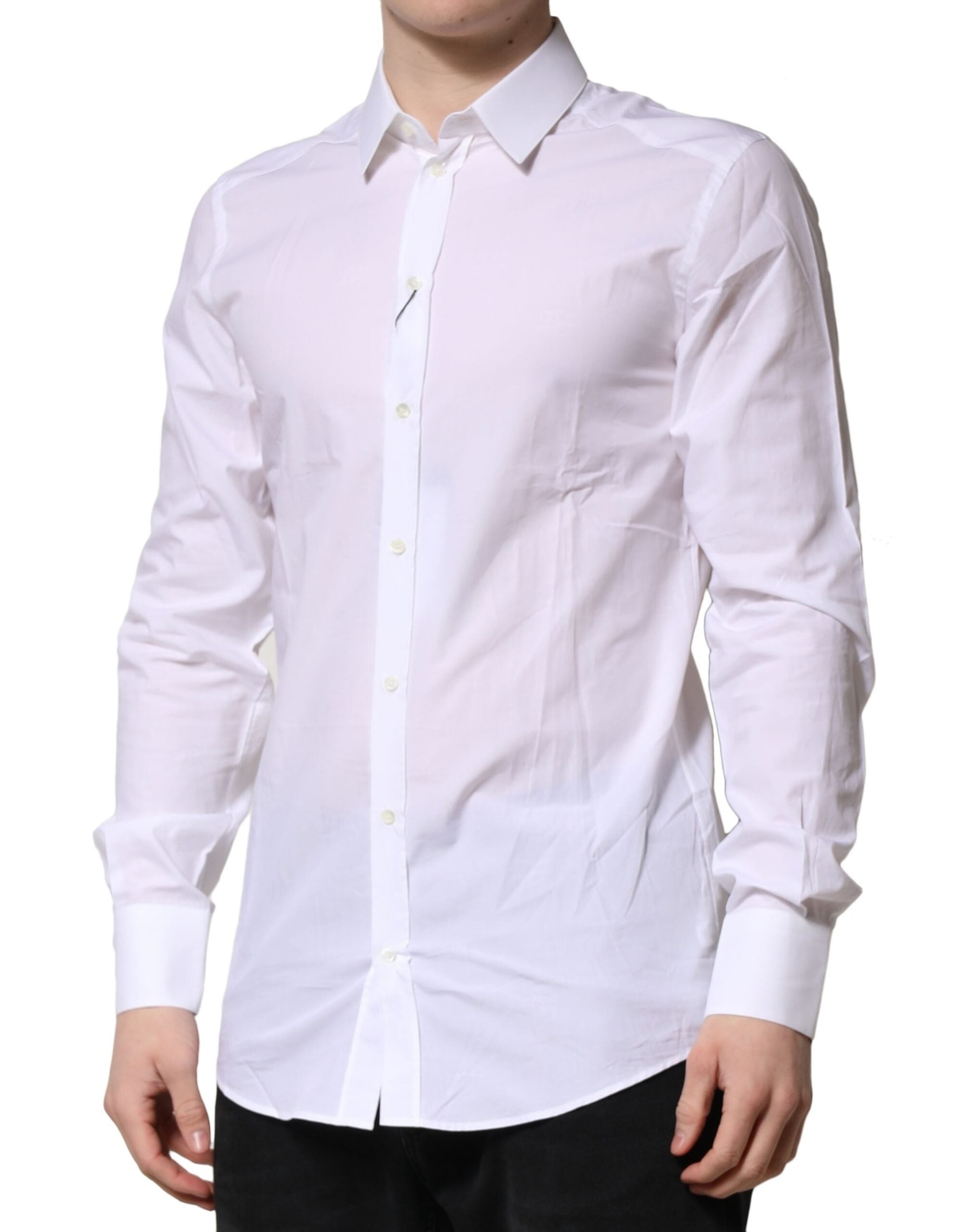 New Dolce & Gabbana White GOLD Long Sleeves Dress Formal Shirt