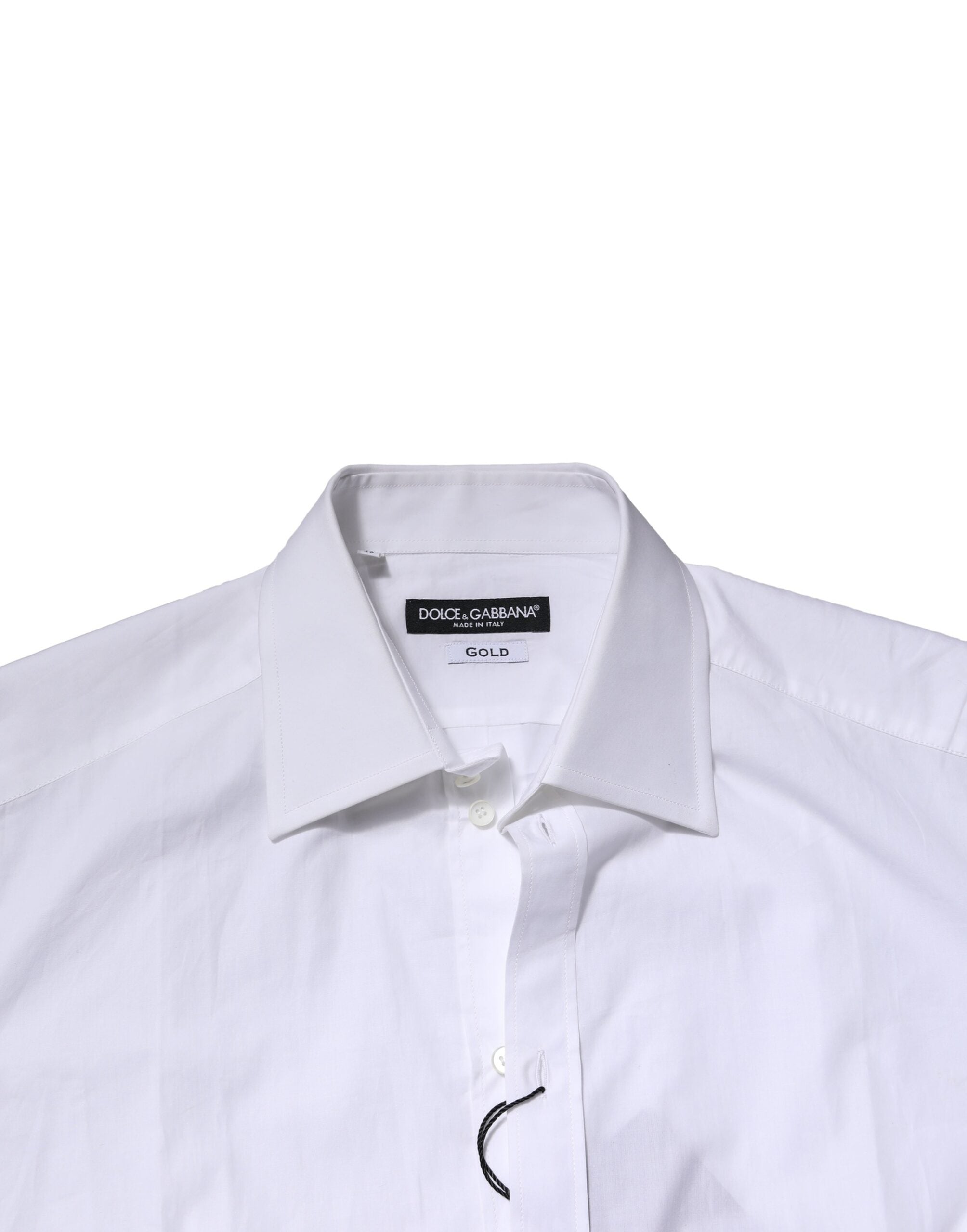 Dolce & Gabbana White Cotton Long Sleeves GOLD Formal Shirt