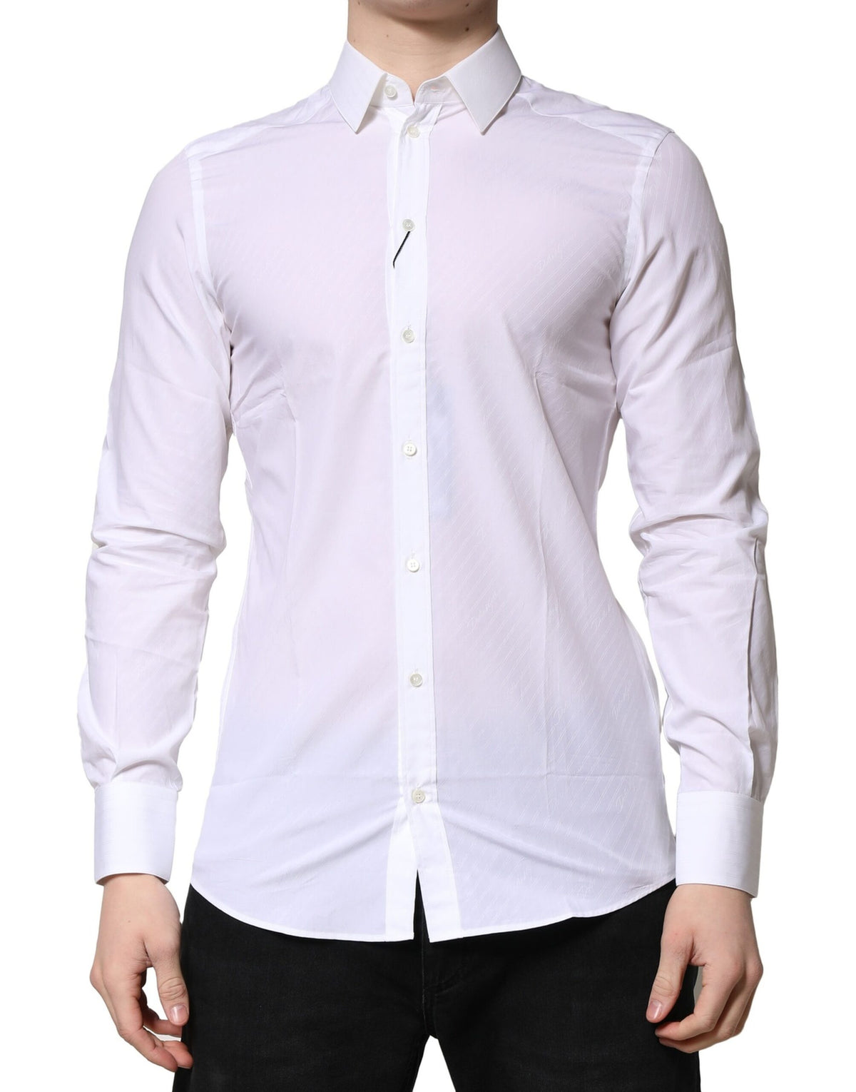 New Dolce & Gabbana White MARTINI Long Sleeves Dress Formal Shirt