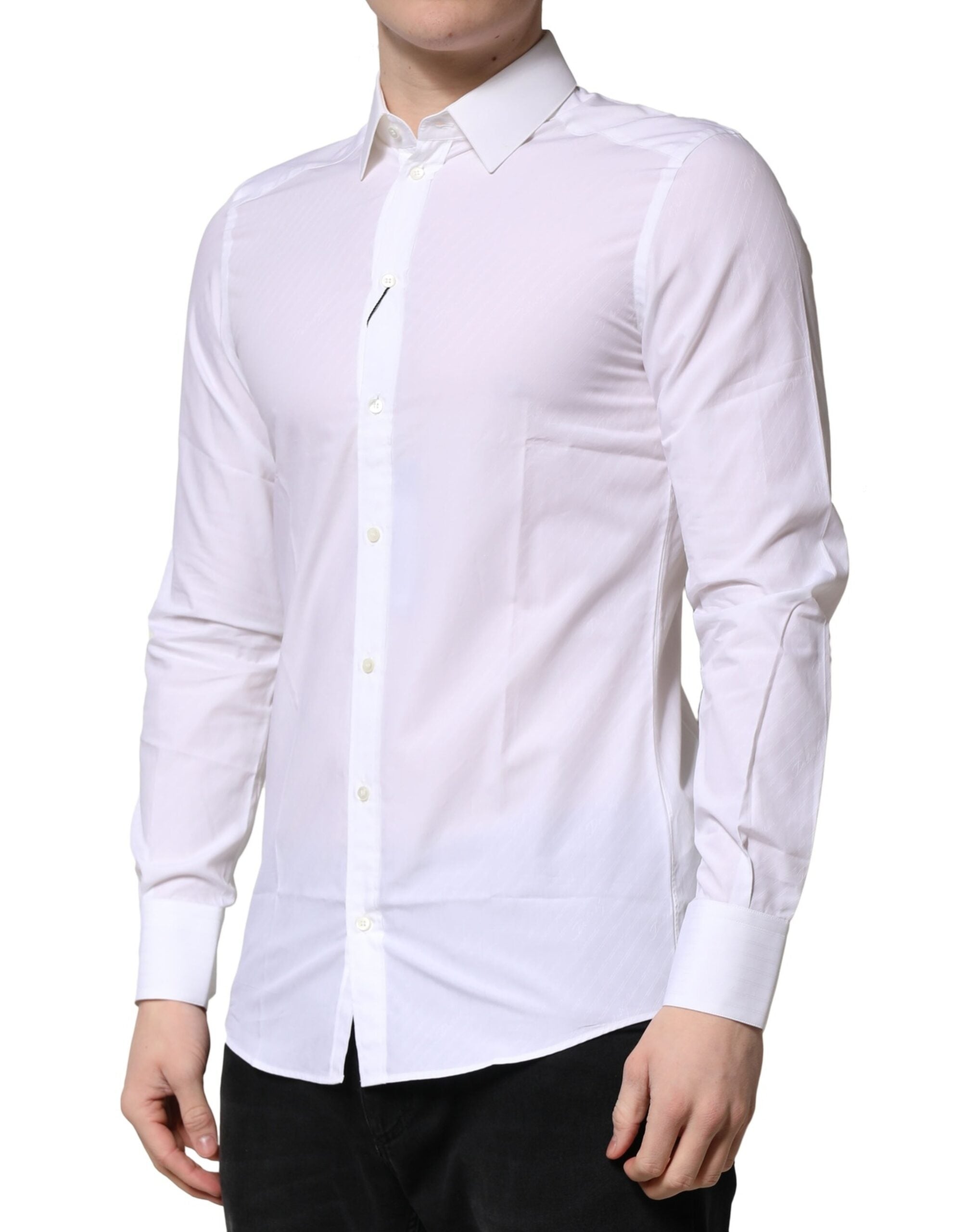 New Dolce & Gabbana White MARTINI Long Sleeves Dress Formal Shirt