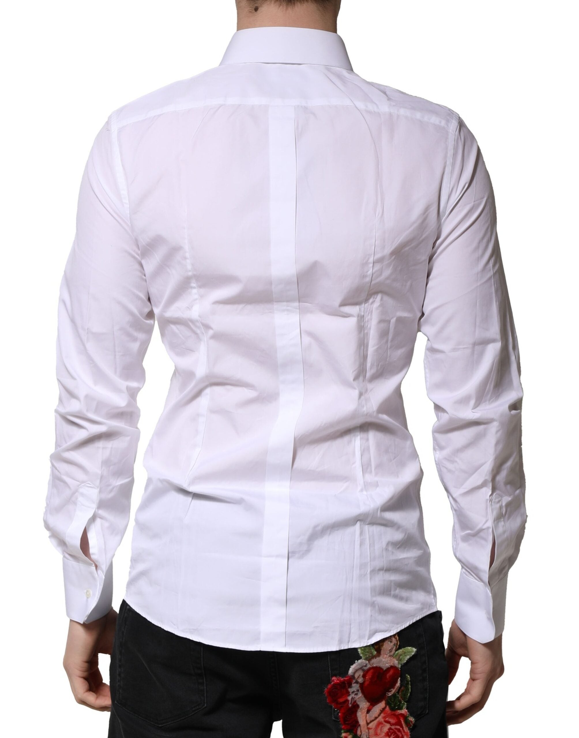 Pre-Owned Dolce & Gabbana White Cotton GOLD Long Sleeves Formal Shirt