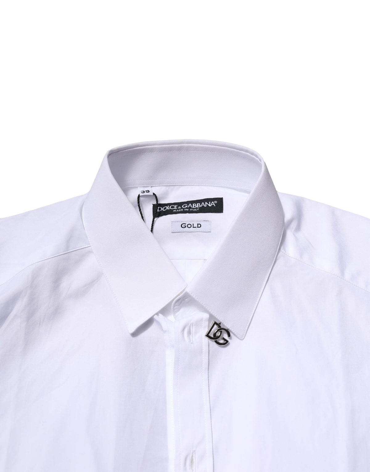 Pre-Owned Dolce & Gabbana White Cotton GOLD Long Sleeves Formal Shirt Men's - Very Good