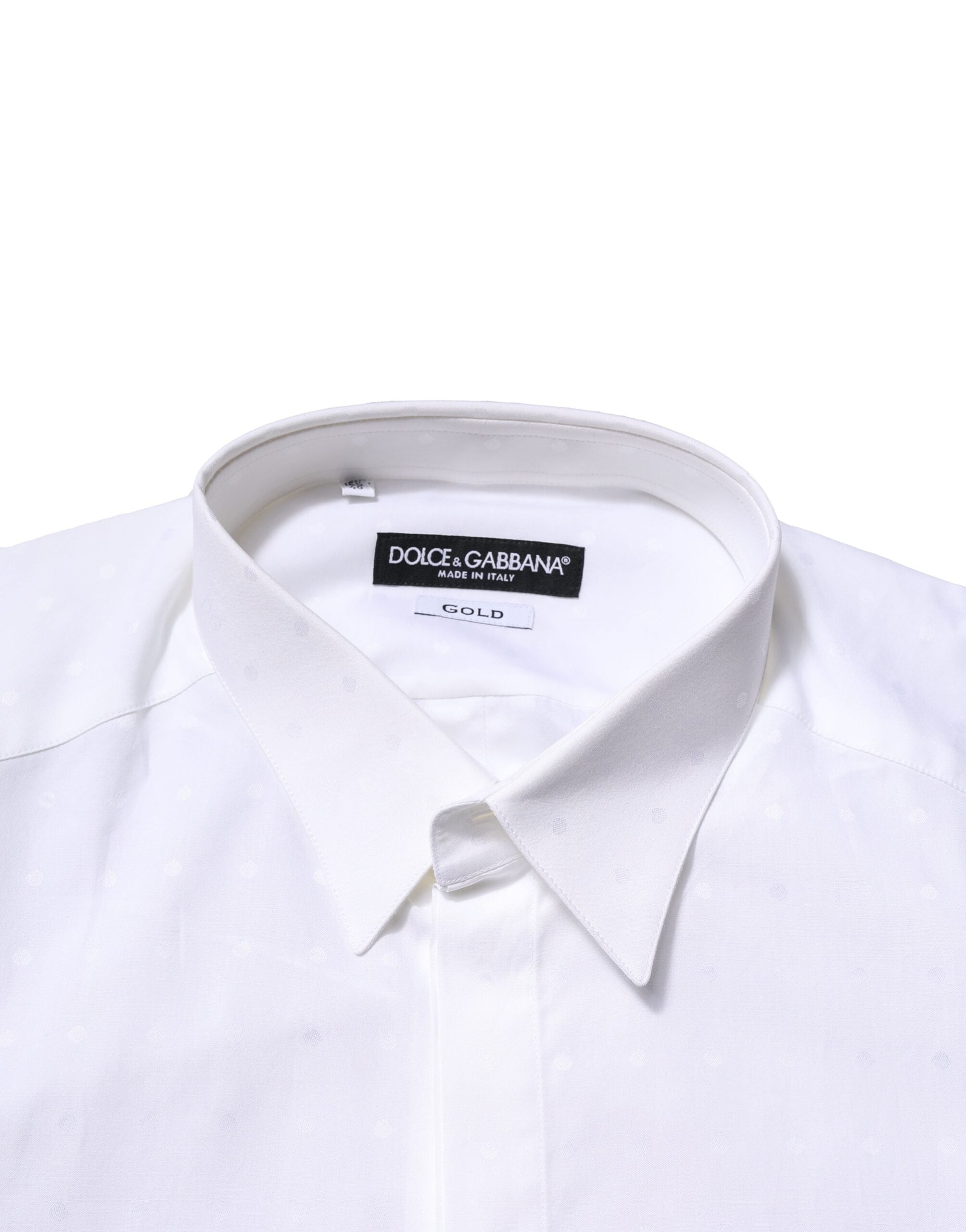 New Dolce & Gabbana White Cotton GOLD Long Sleeves Formal Shirt