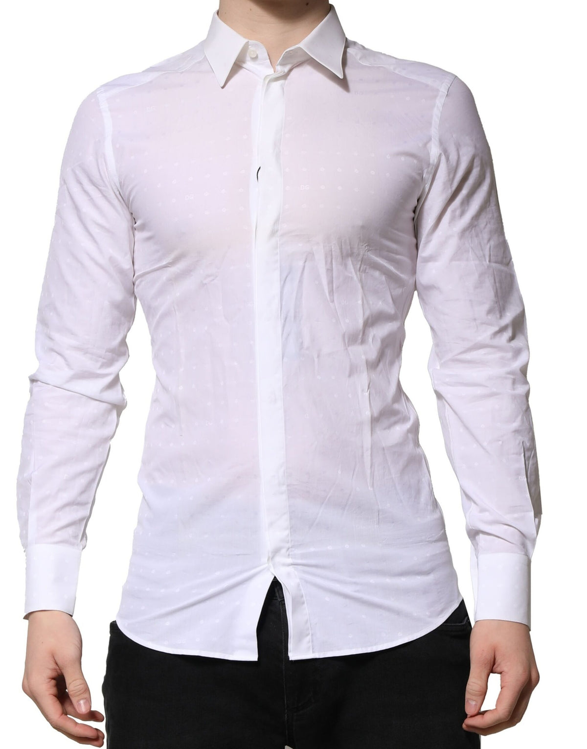 New Dolce & Gabbana White GOLD Long Sleeves Dress Men Formal Shirt