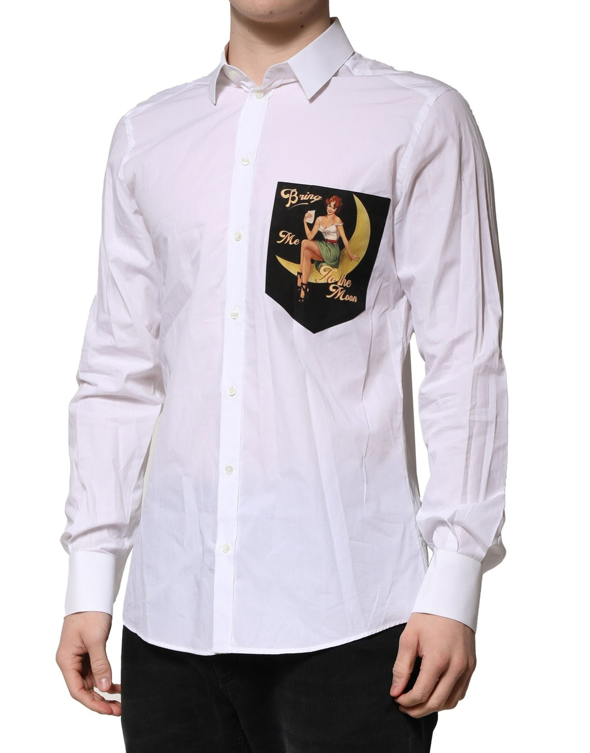 New Dolce & Gabbana White MARTINI Long Sleeves Men Formal Shirt