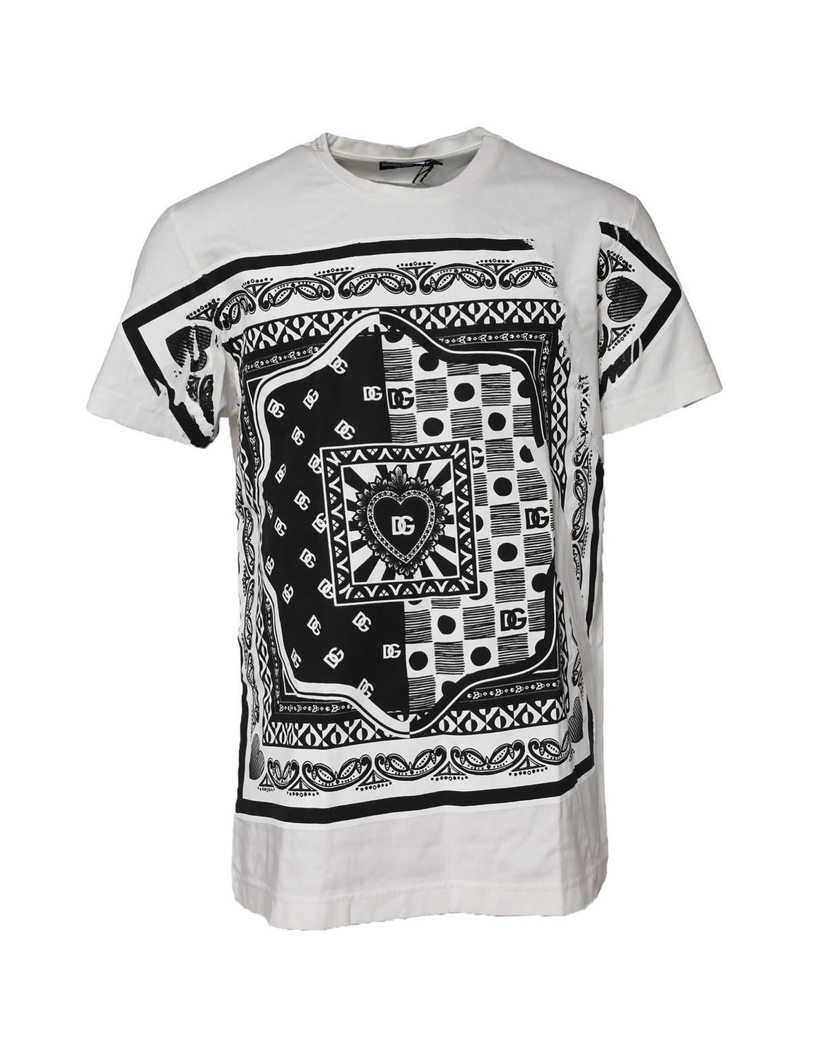 Dolce & Gabbana White Bandana Crew Neck Short Sleeves T-shirt