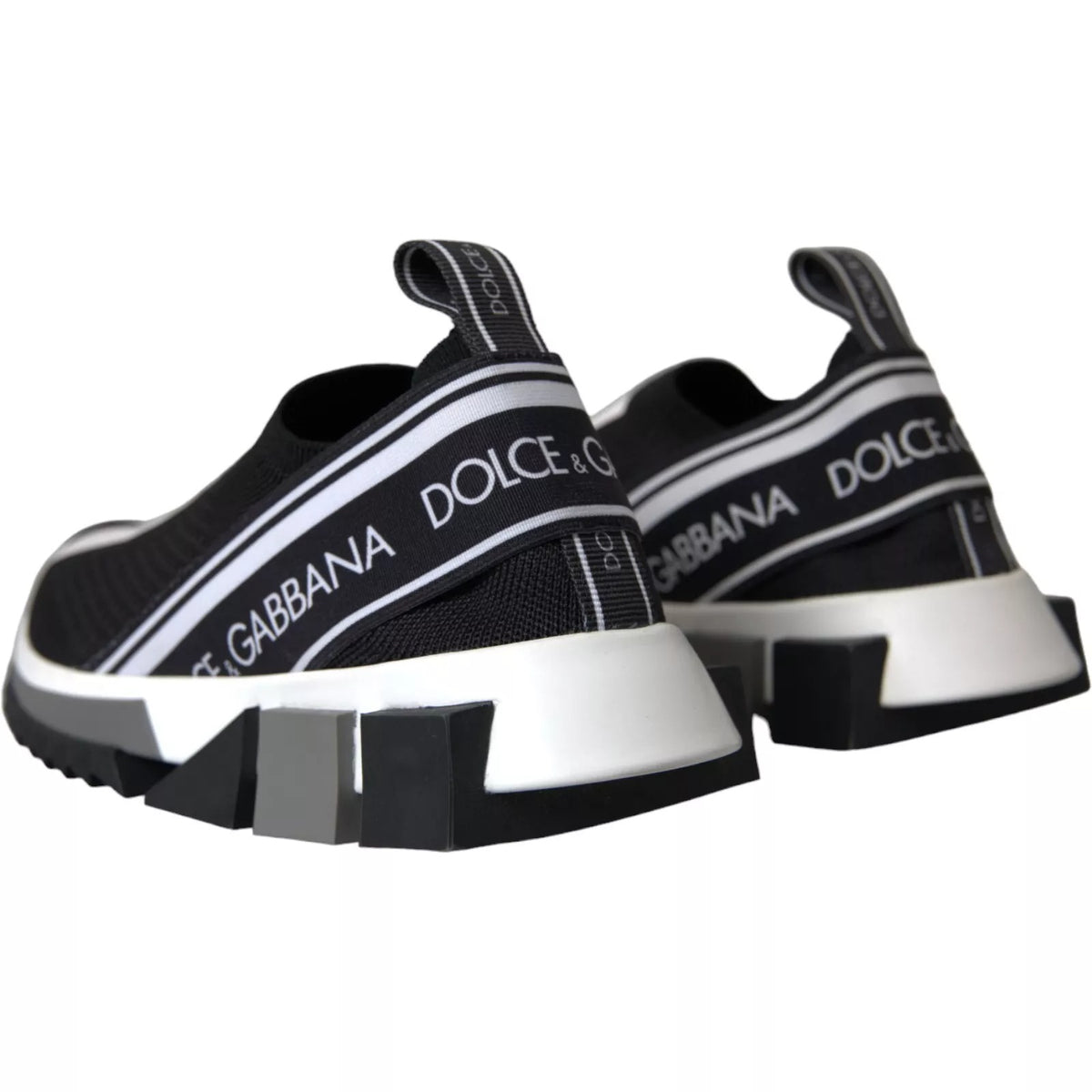 New Dolce & Gabbana Black White Slip On Sorrento Sneakers Shoes