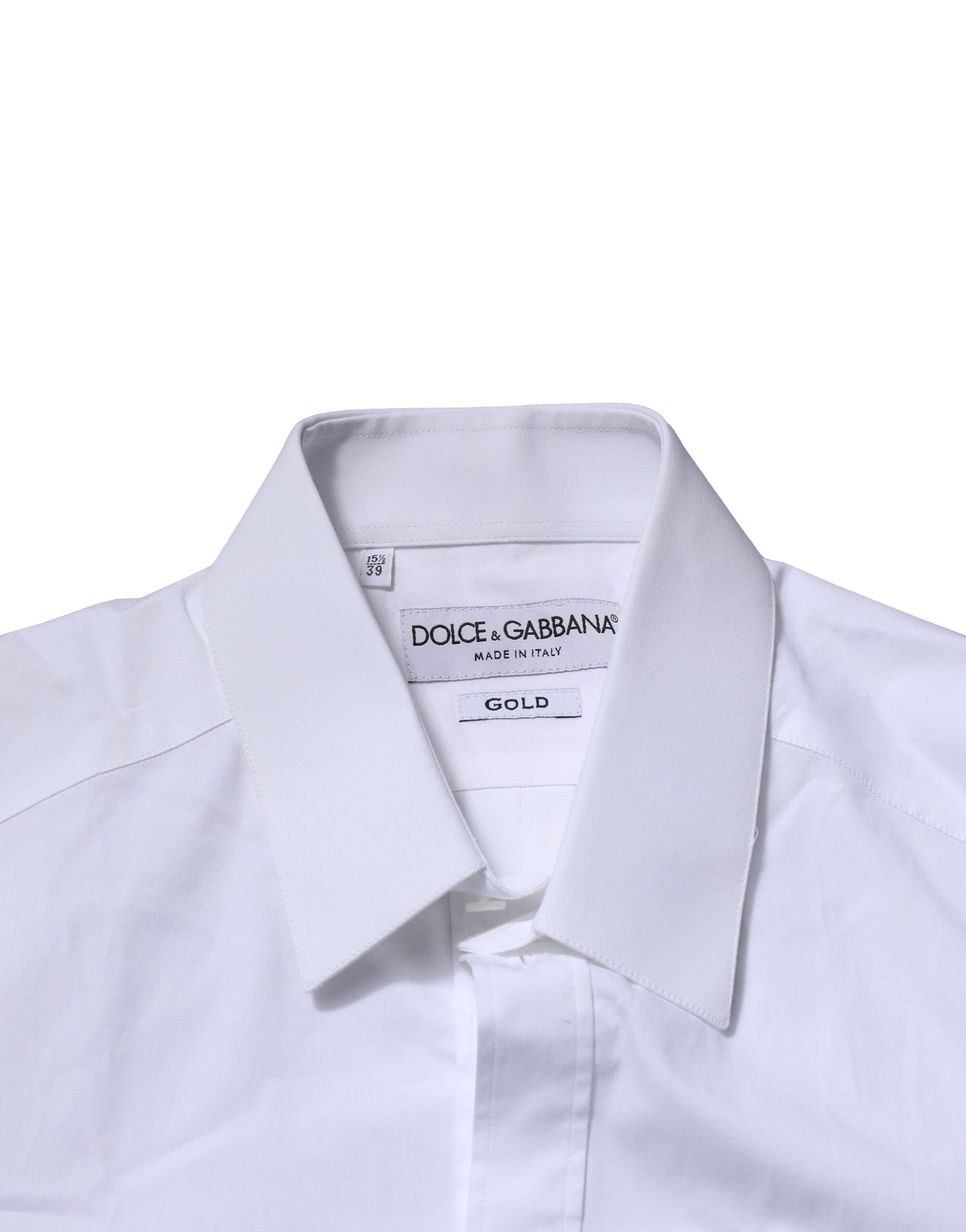 New Dolce & Gabbana White Cotton GOLD Long Sleeves Formal Shirt