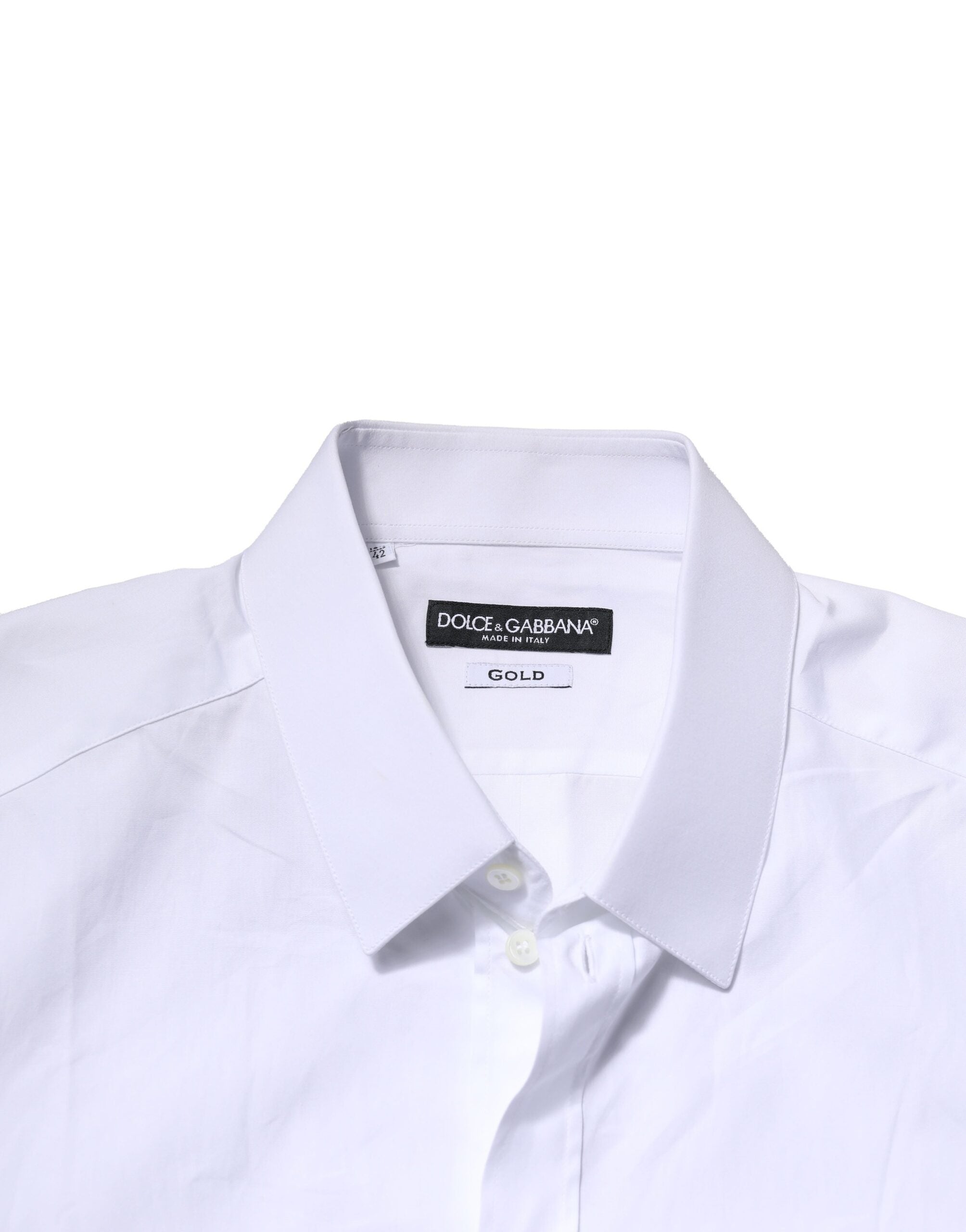 Pre-Owned Dolce & Gabbana White Cotton GOLD Long Sleeves Formal Shirt