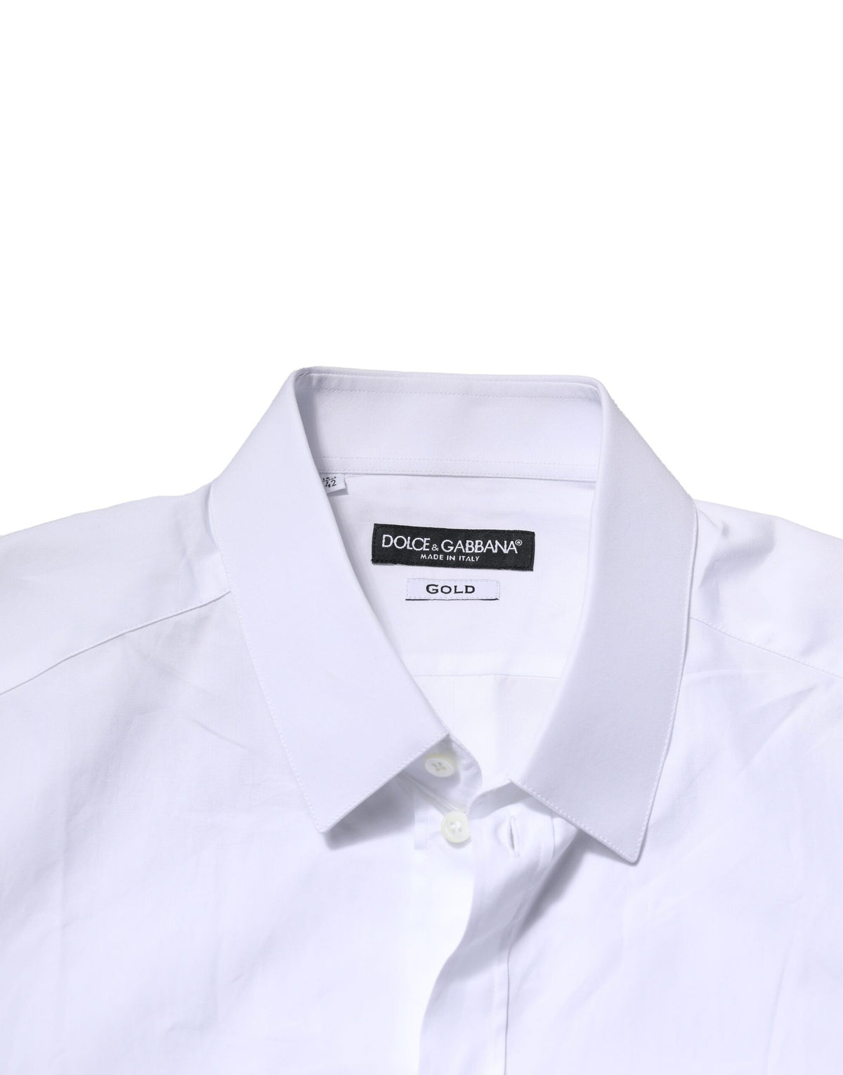 Pre-Owned Dolce & Gabbana White Cotton GOLD Long Sleeves Formal Shirt Men's - Very Good