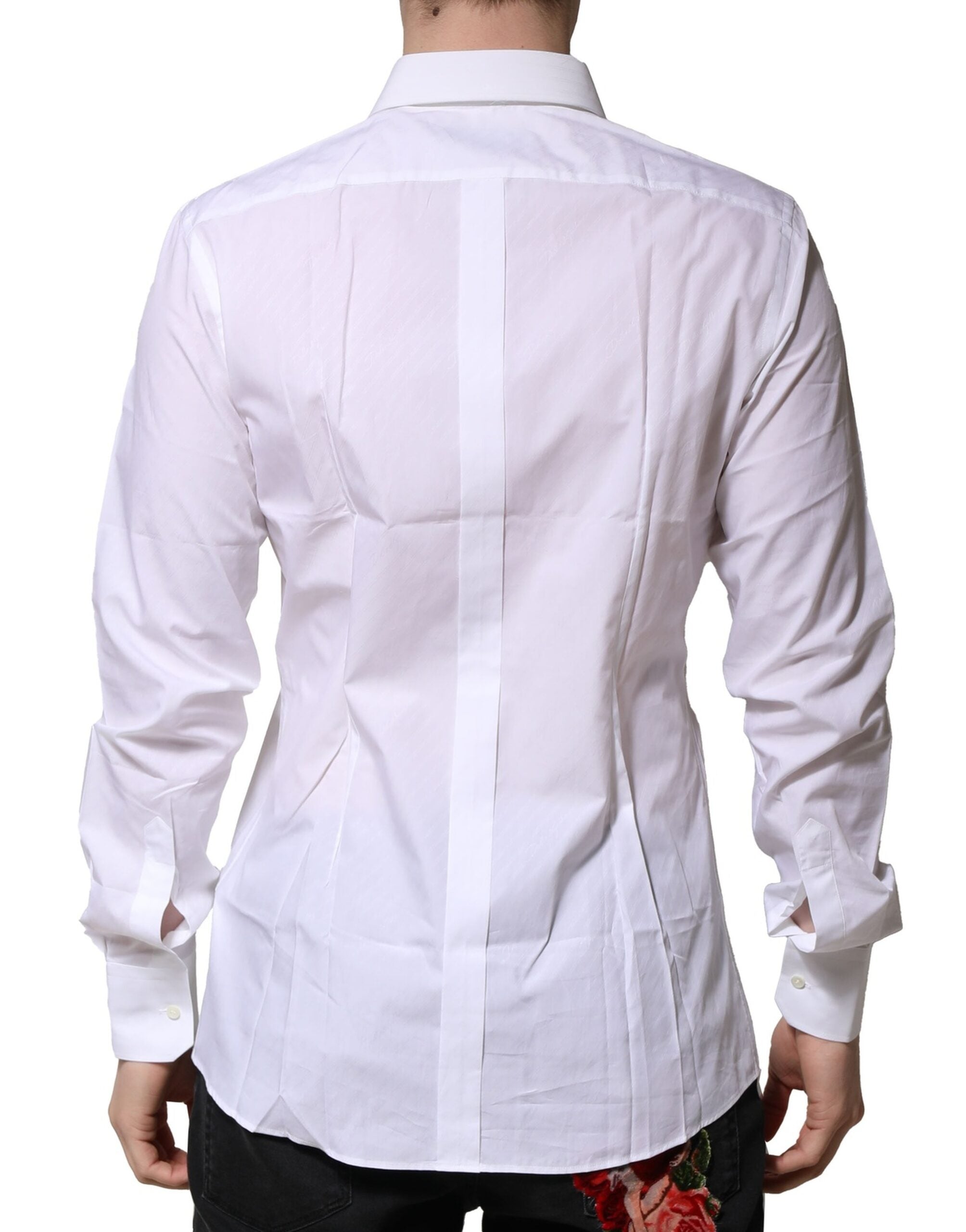 Pre-Owned Dolce & Gabbana White Cotton GOLD Long Sleeves Formal Shirt