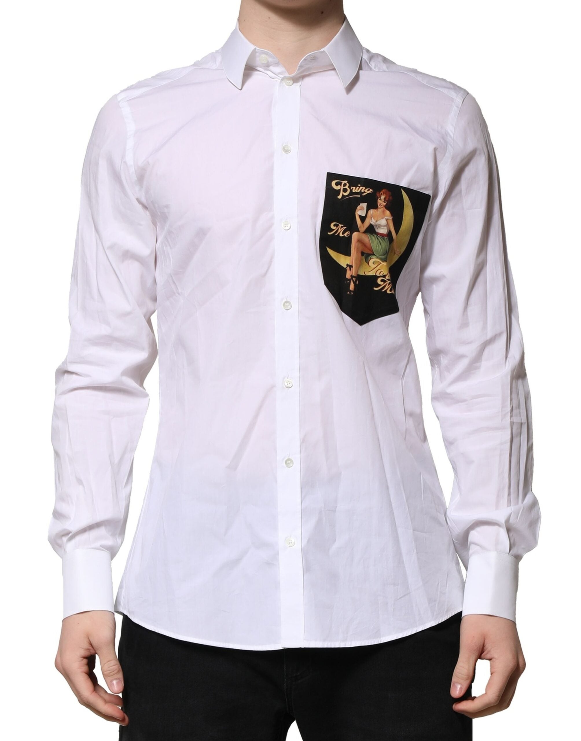 Dolce & Gabbana White Cotton MARTINI Long Sleeve Formal Shirt