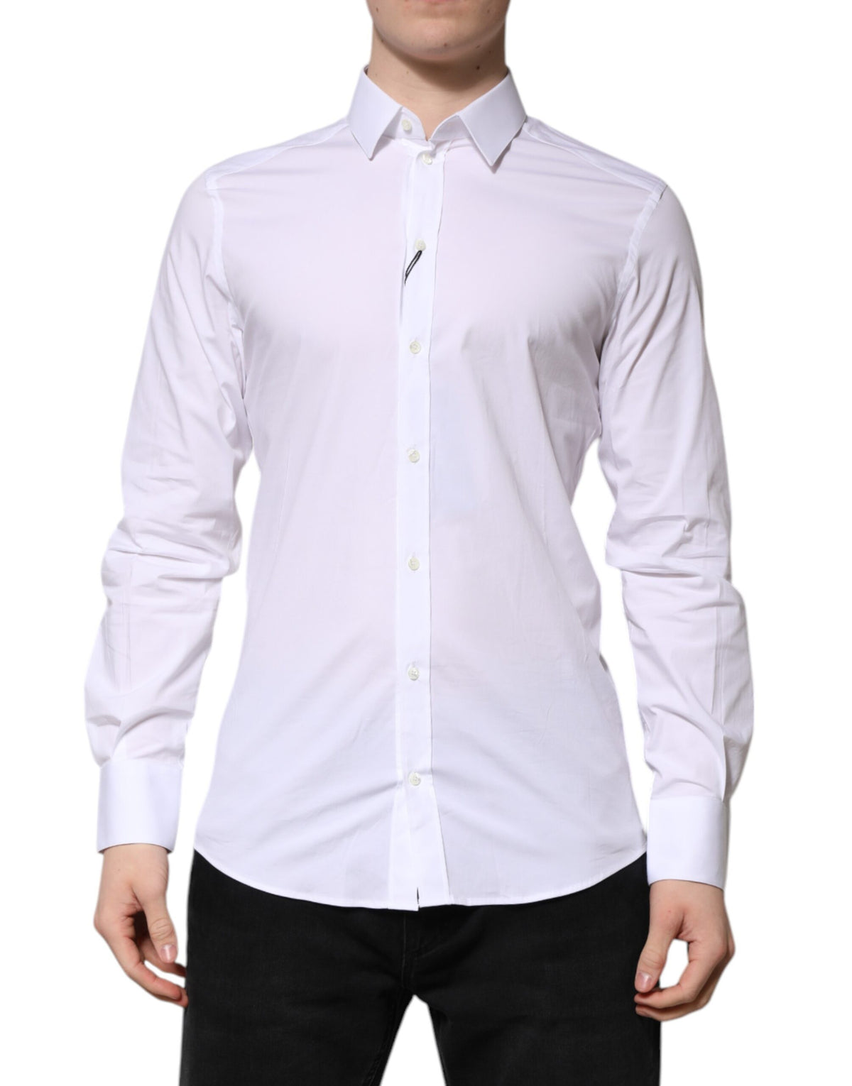 New Dolce & Gabbana White Cotton GOLD Long Sleeves Formal Shirt