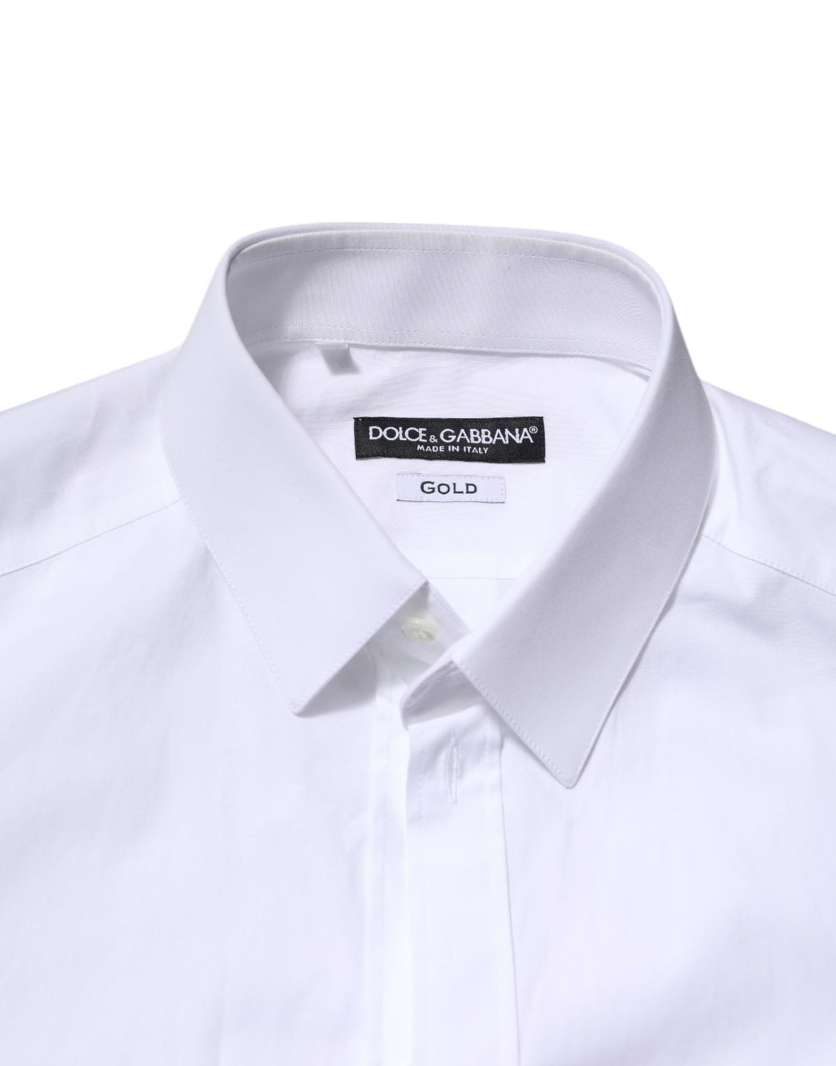 New Dolce & Gabbana White Cotton GOLD Long Sleeves Formal Shirt
