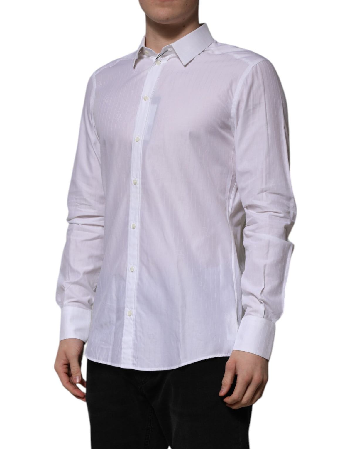 New Dolce & Gabbana White Cotton MARTINI Long Sleeve Formal Shirt