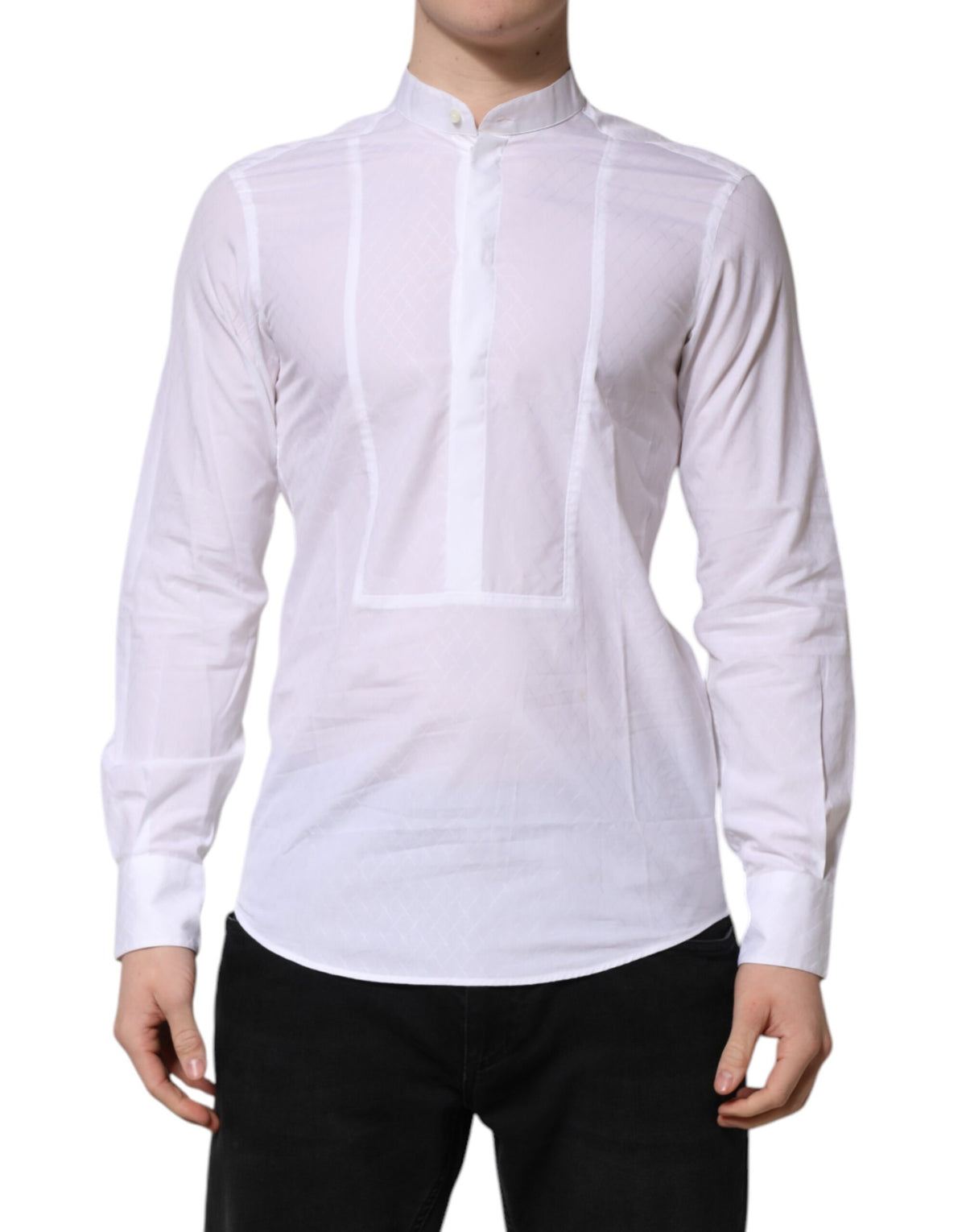New Dolce & Gabbana White Cotton Slim Long Sleeves Formal Shirt
