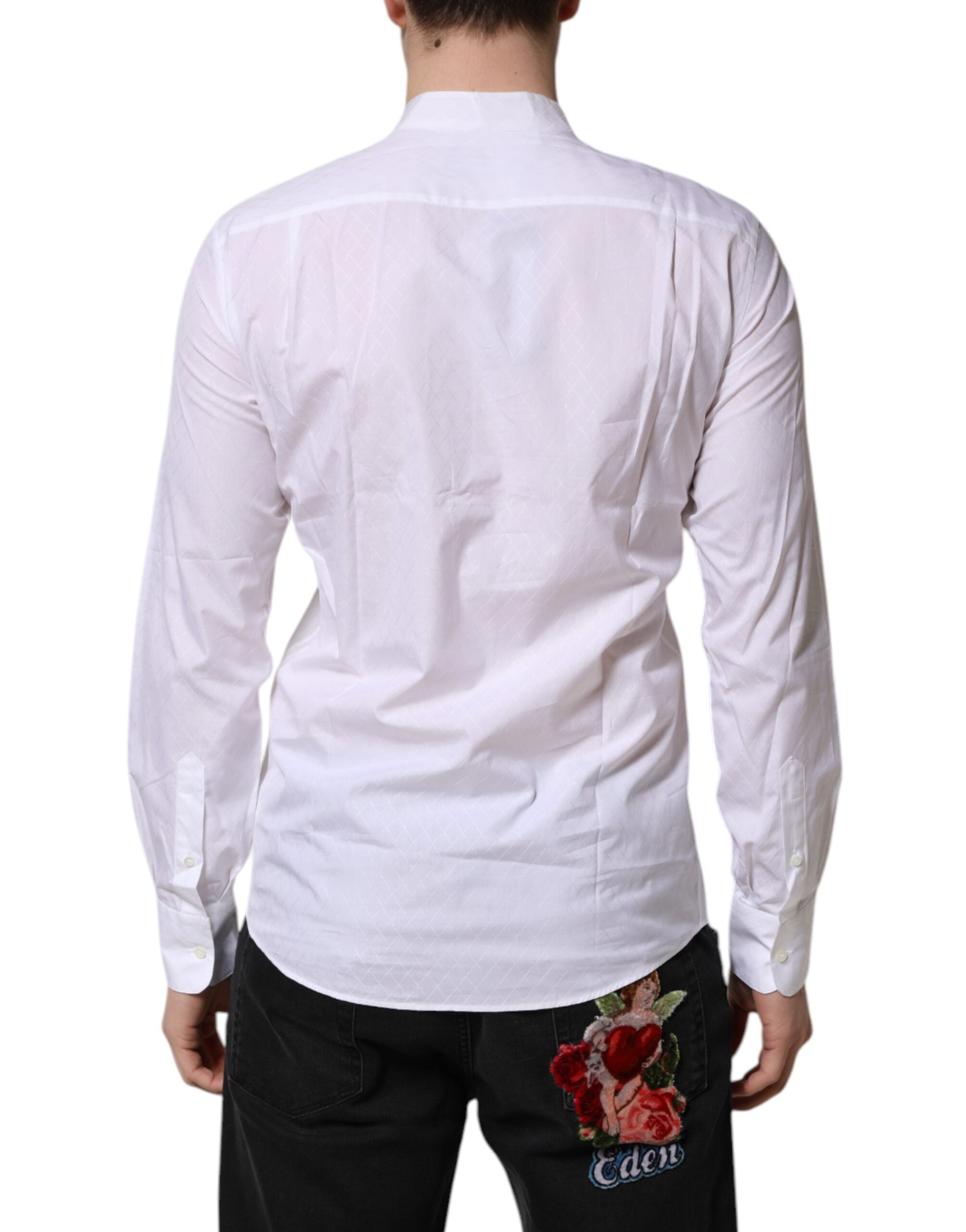 New Dolce & Gabbana White Cotton Slim Long Sleeves Formal Shirt