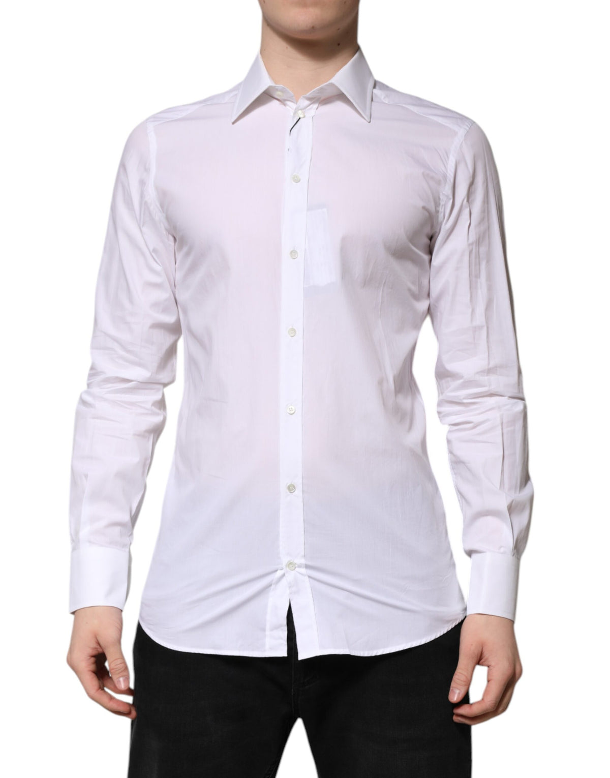 New Dolce & Gabbana White GOLD Long Sleeves Dress Men Formal Shirt